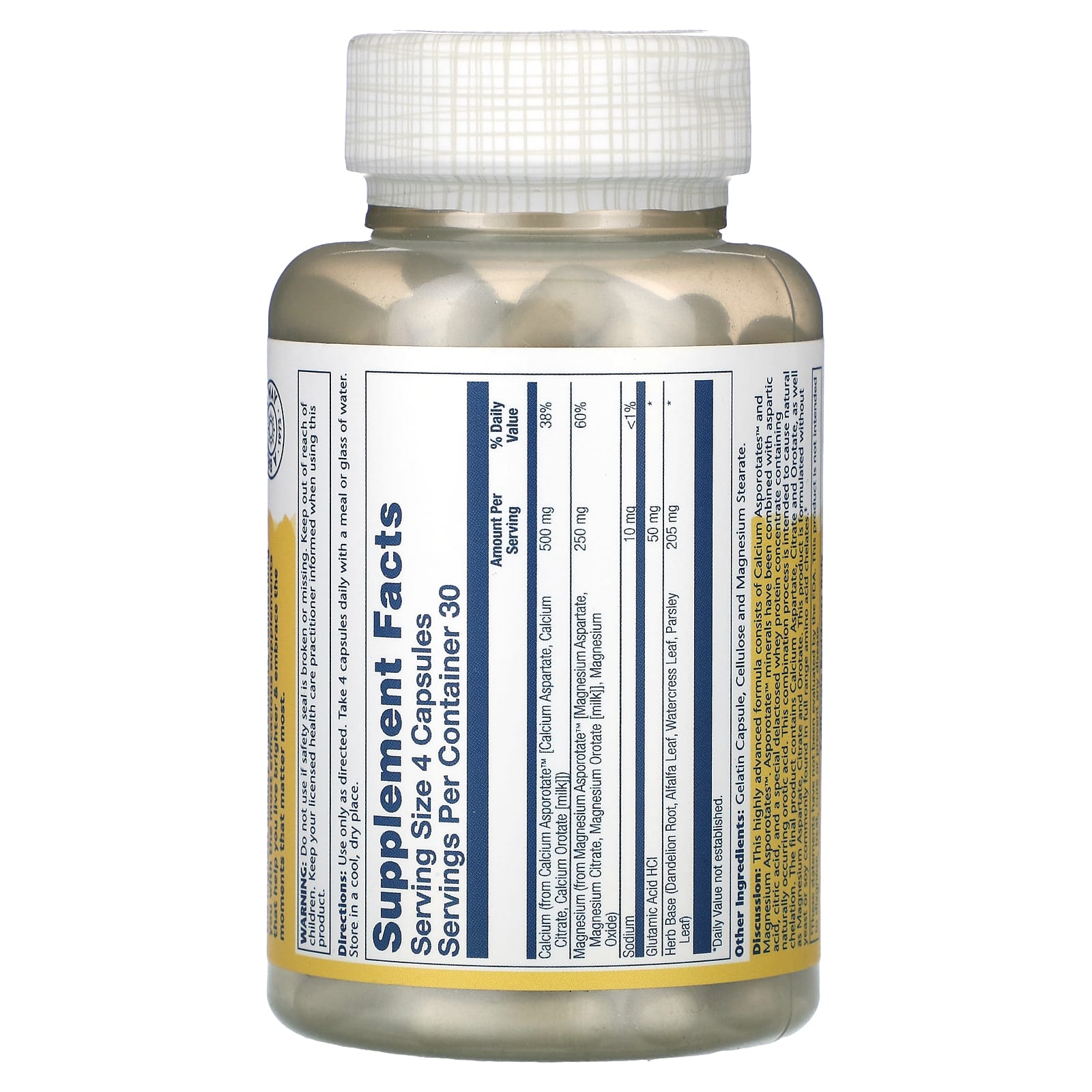 Solaray, 2:1 Ratio Cal-Mag Asporotates, Advanced Chelate Complex, 120 Capsules - Image 2