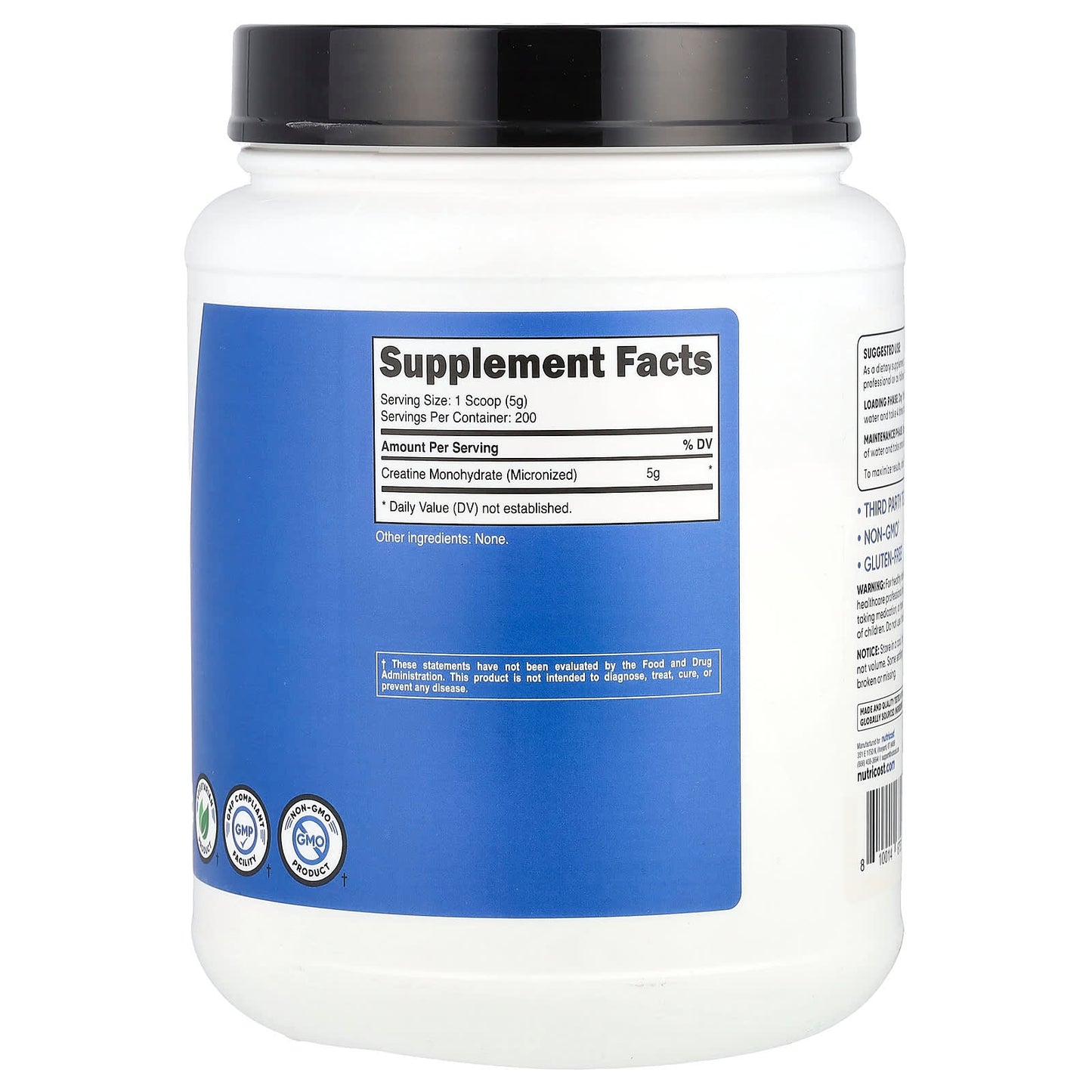 Nutricost, Performance, Creatine Monohydrate, Unflavored , 2.2 lb (1 kg) - Image 2
