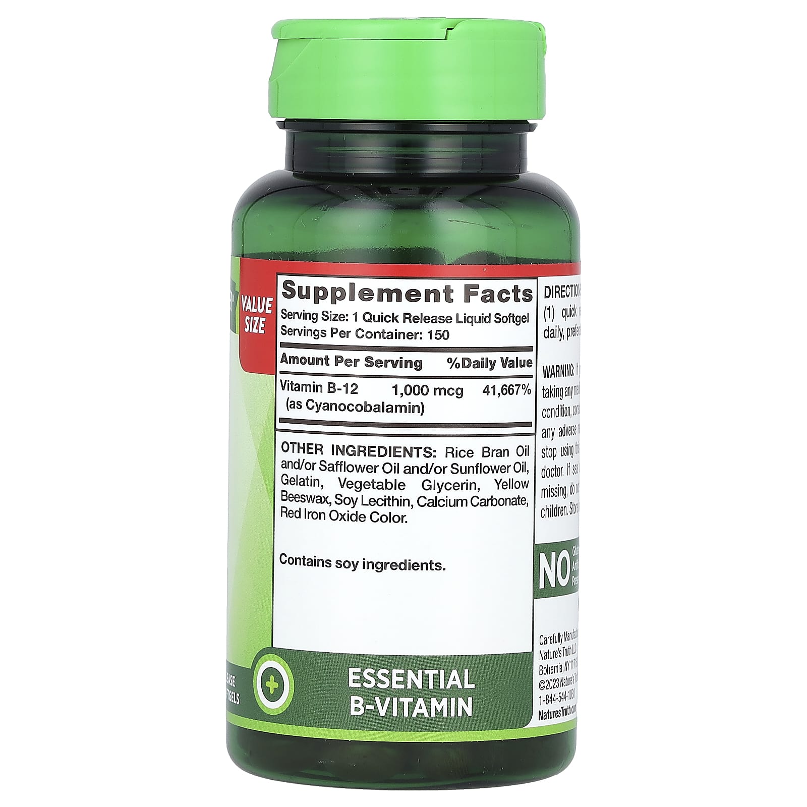 Nature's Truth, Absorbable B-12, 1,000 mcg, 150 Quick Release Liquid Softgels - Image 2