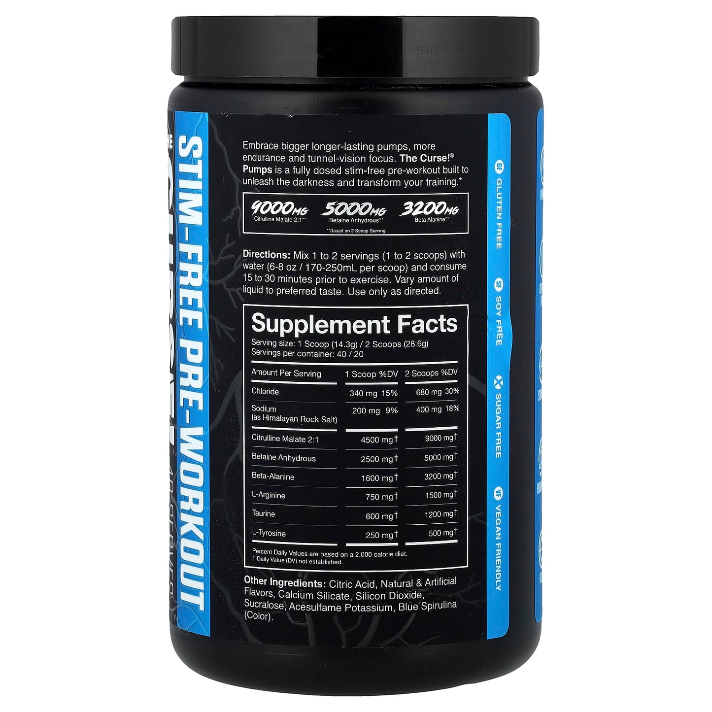 JNX Sports Stim-Free Pump Pre-Workout, Blue Raspberry, 20.2 oz (572g) - Image 2