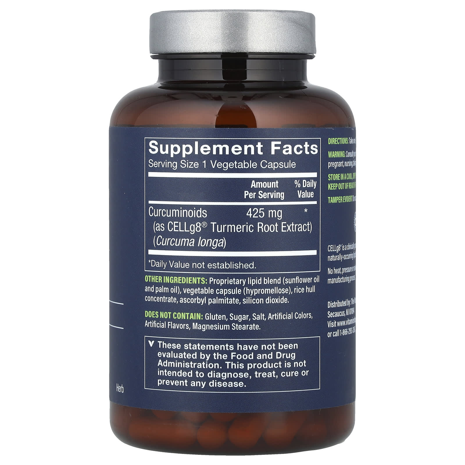 Vthrive, Liposomal Turmeric , 425 mg , 90 Vegetable Capsules - Image 2