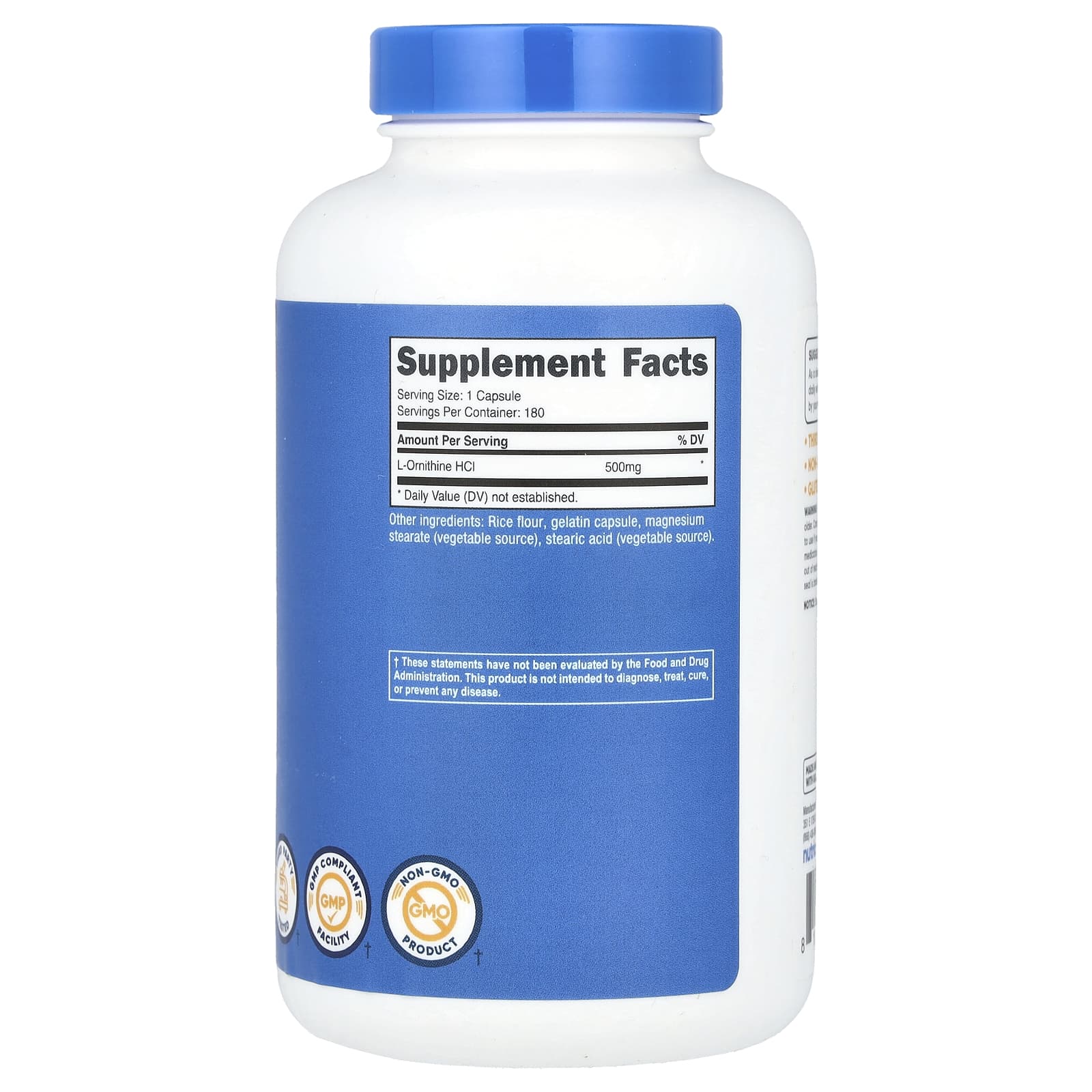 Nutricost, L-Ornithine, 500 mg, 180 Capsules - Image 2
