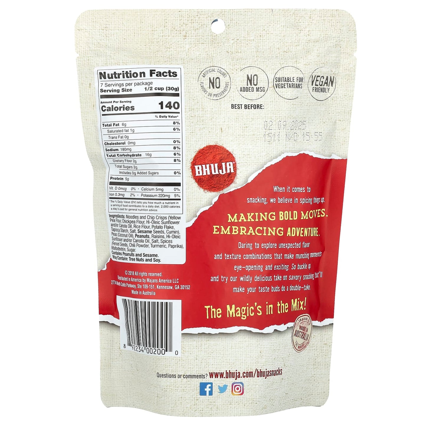Bhuja Original Mix, Gluten-Free Savory Snack, 7 oz (199g) - Image 2