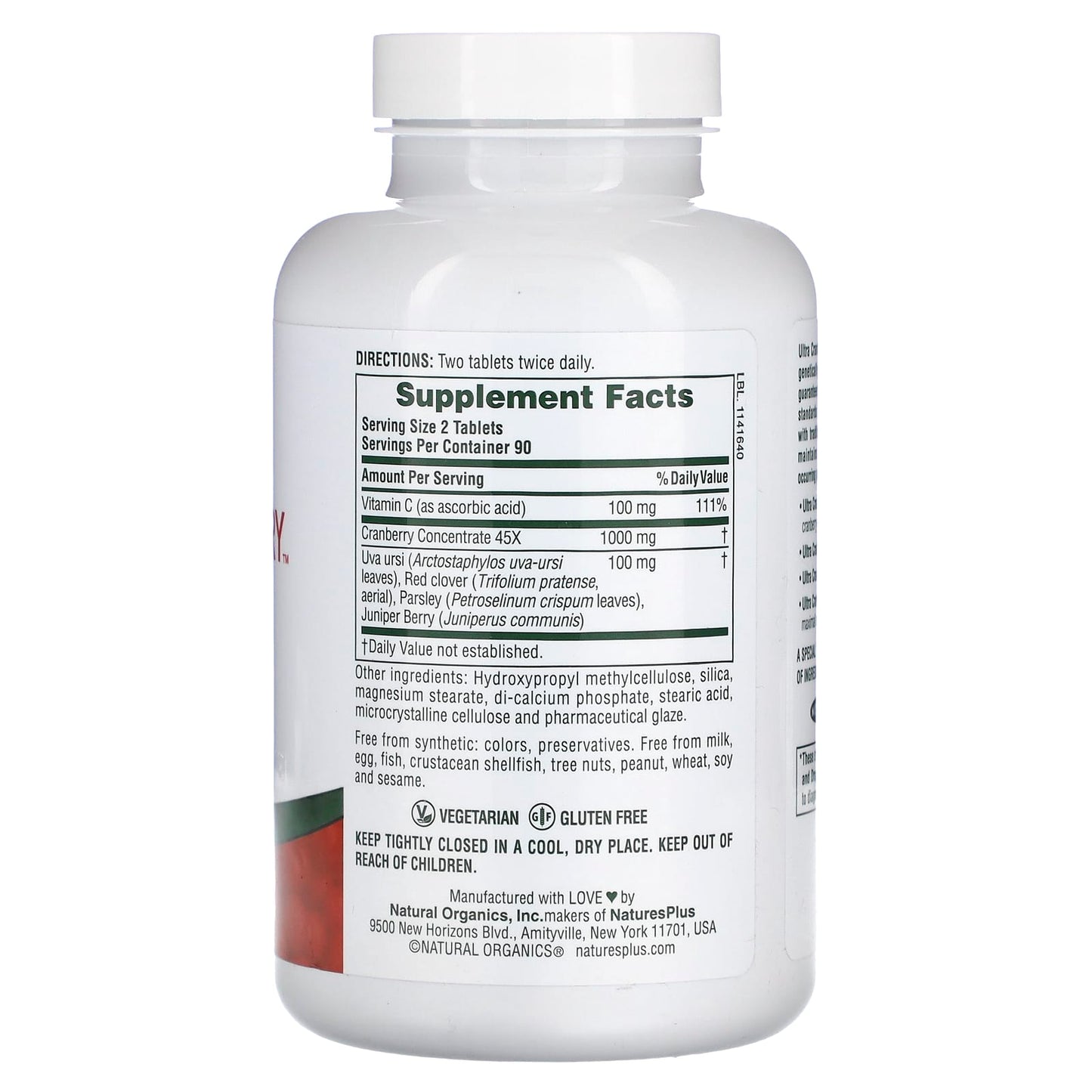 NaturesPlus, Sustained Release Ultra Cranberry, 1,000 mg, 180 Tablets - Image 2
