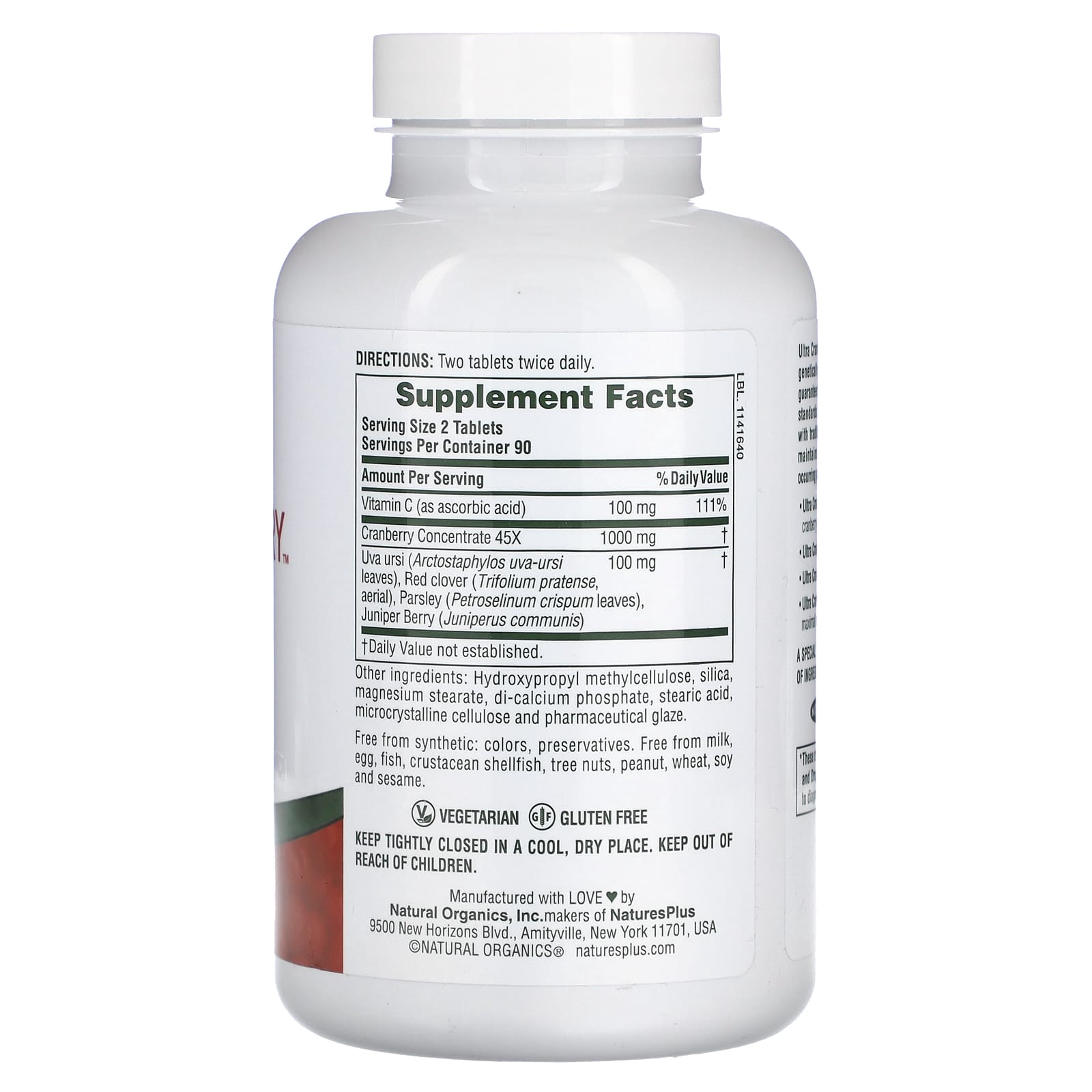 NaturesPlus, Sustained Release Ultra Cranberry, 1,000 mg, 180 Tablets - Image 2