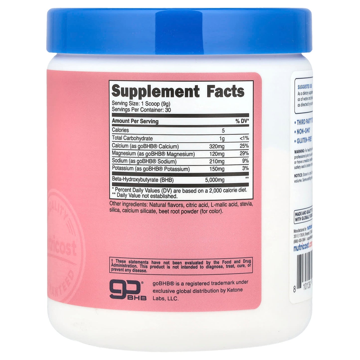 Nutricost, BHB Salts, goBHB®, Strawberry Lemonade, 9.5 oz (267 g) - Image 2