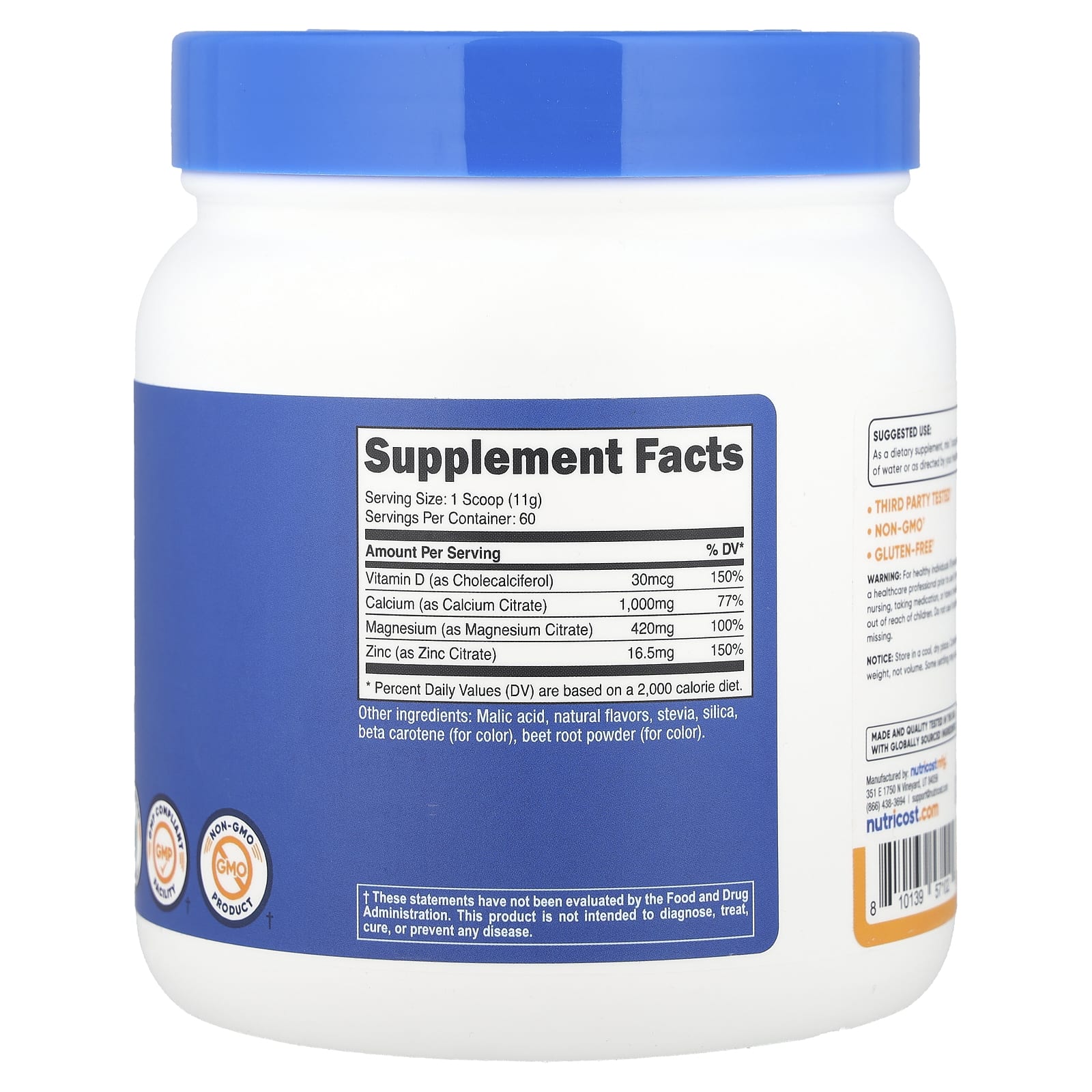 Nutricost, Calcium Magnesium & Zinc with Vitamin D3, Peach Mango, 24 oz (672 g) - Image 2