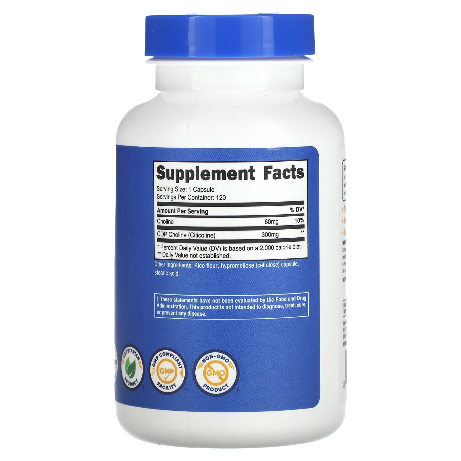Nutricost, CDP Choline, Citicoline, 300 mg, 120 Capsules - Image 2
