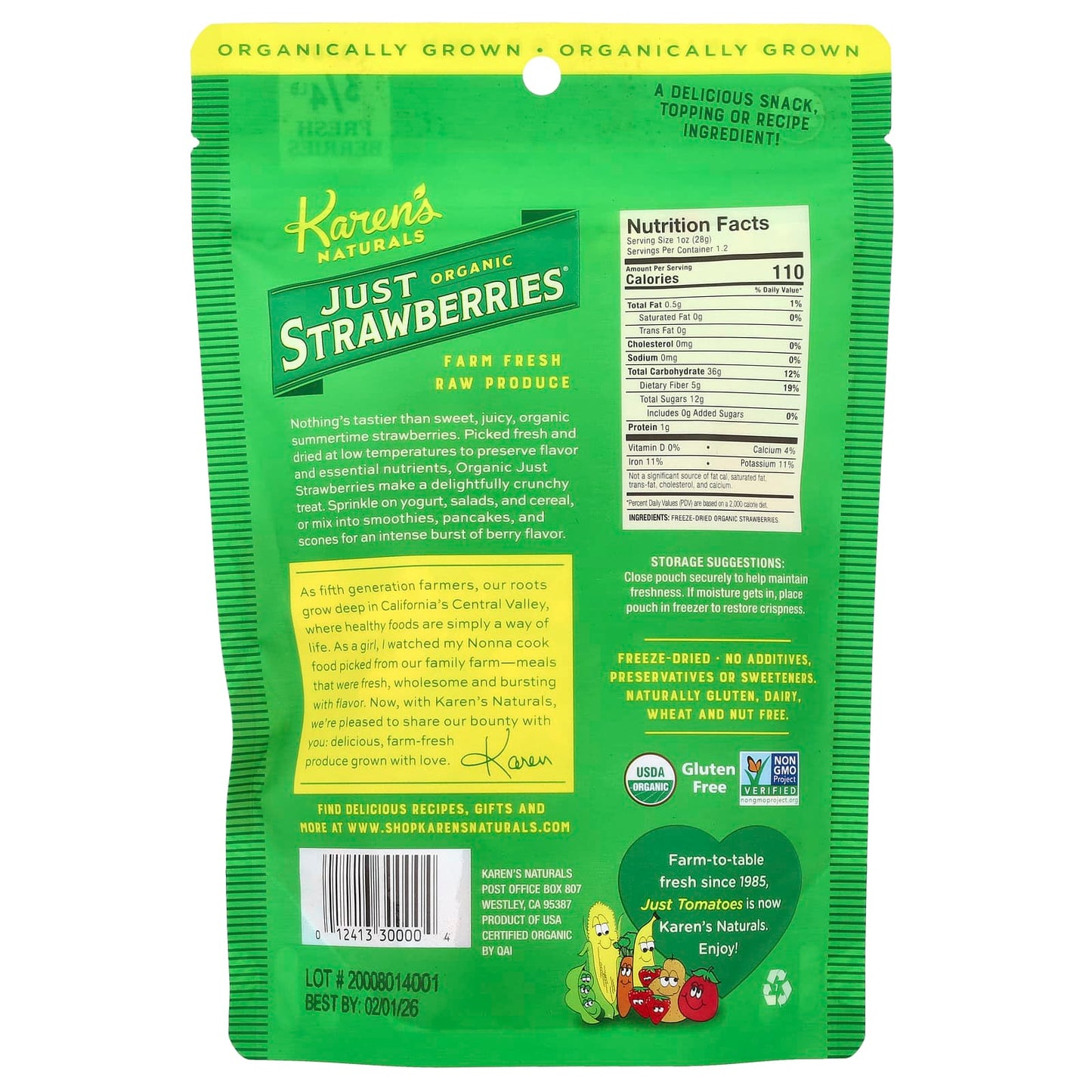 Karen's Naturals, Organic Just Strawberries, 1.2 oz (34 g) - Image 2