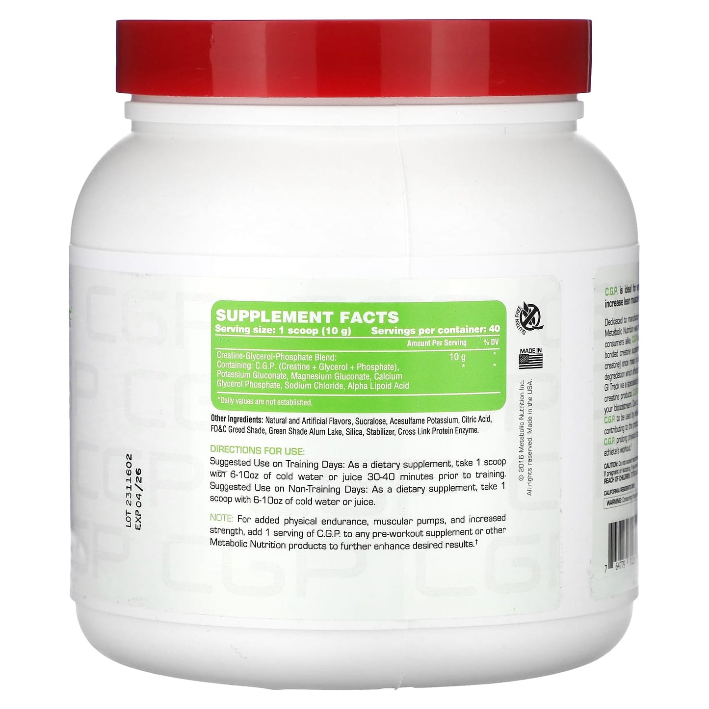Metabolic Nutrition, C.G.P., Green Apple, 400 g - Image 2