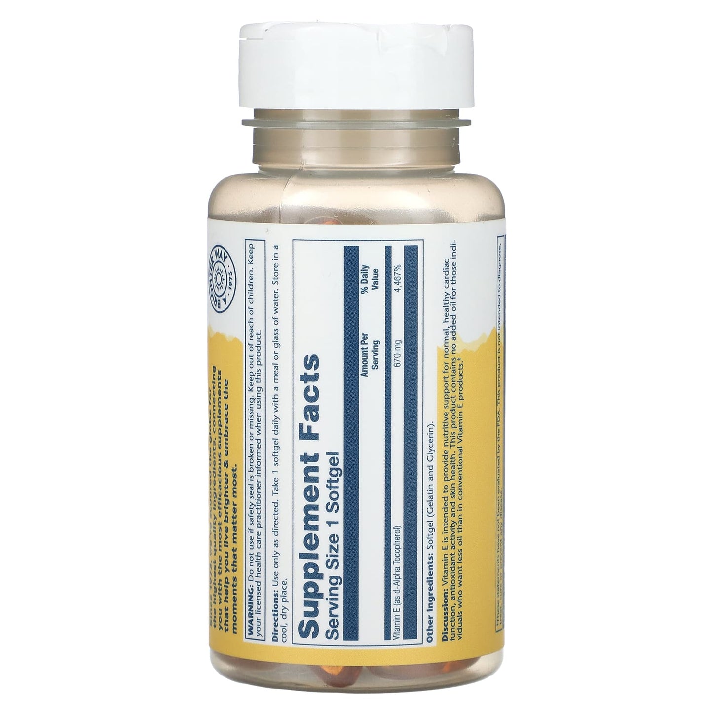 Solaray, Vitamin E, Natural Source, High Potency , 670 mg, 60 Softgels - Image 2