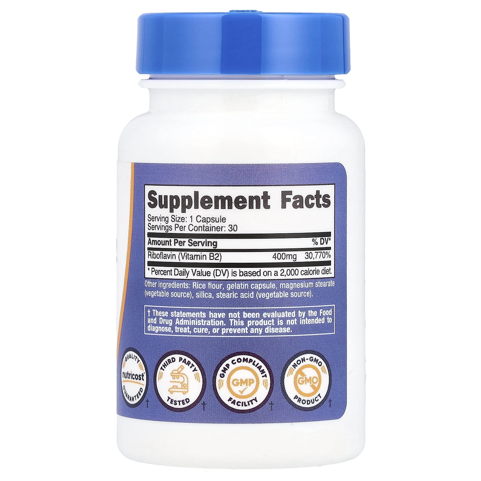 Nutricost, Vitamin B2, 400 mg, 30 Capsules - Image 2
