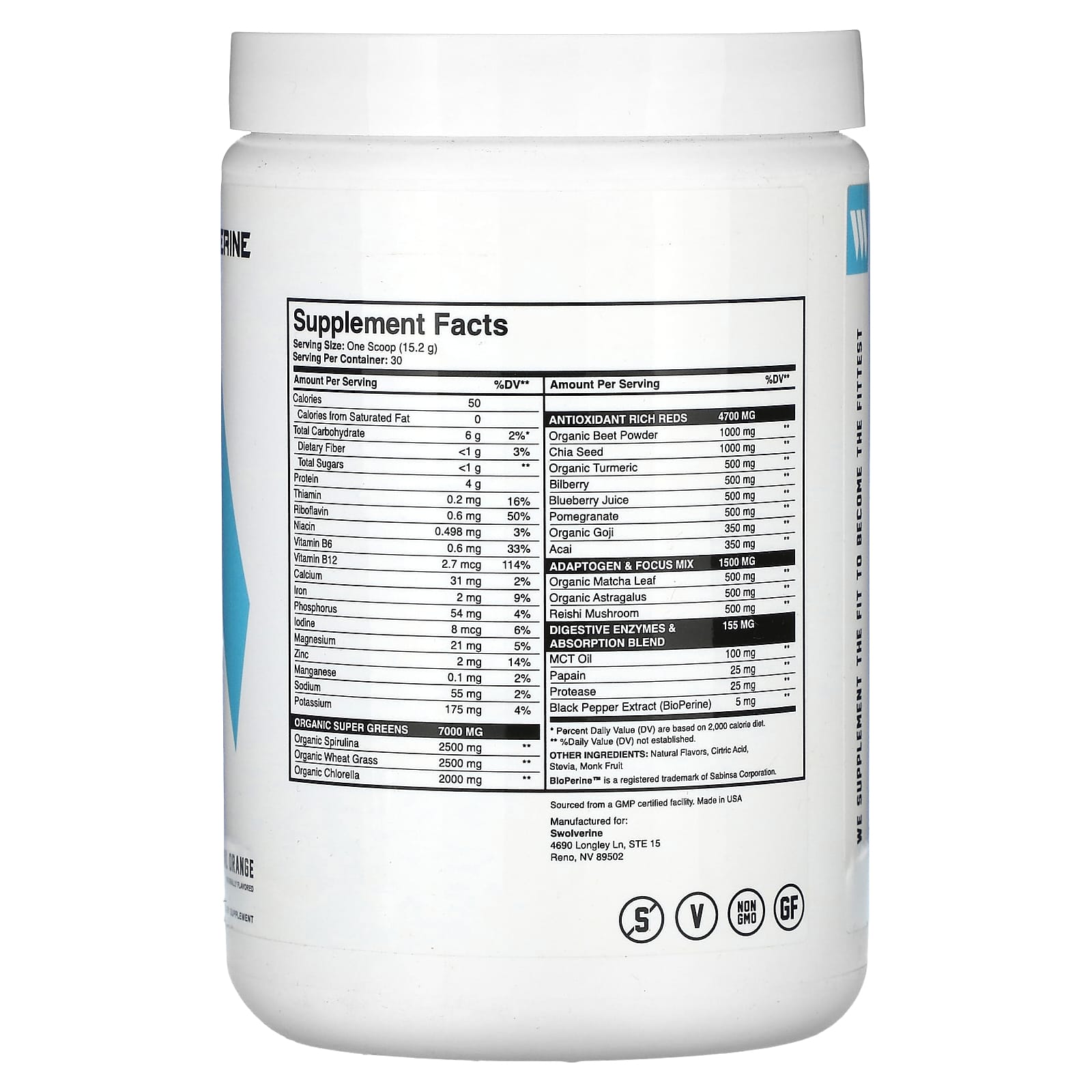 Swolverine, Greens + Reds, Natural Orange, 16.08 oz (456 g) - Image 2