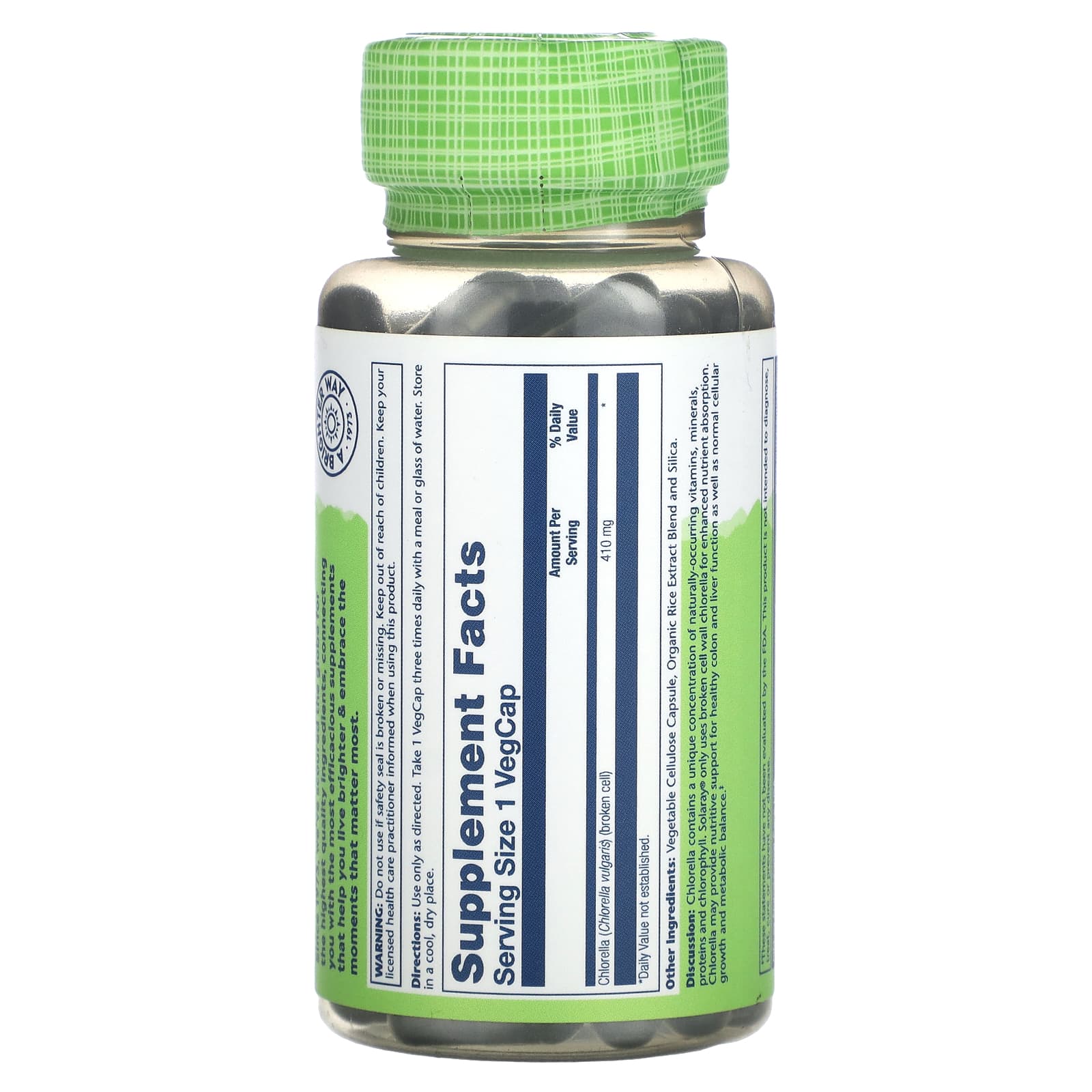 Solaray, True Herbs, Broken Cell Chlorella, 410 mg, 100 Vegcaps - Image 2