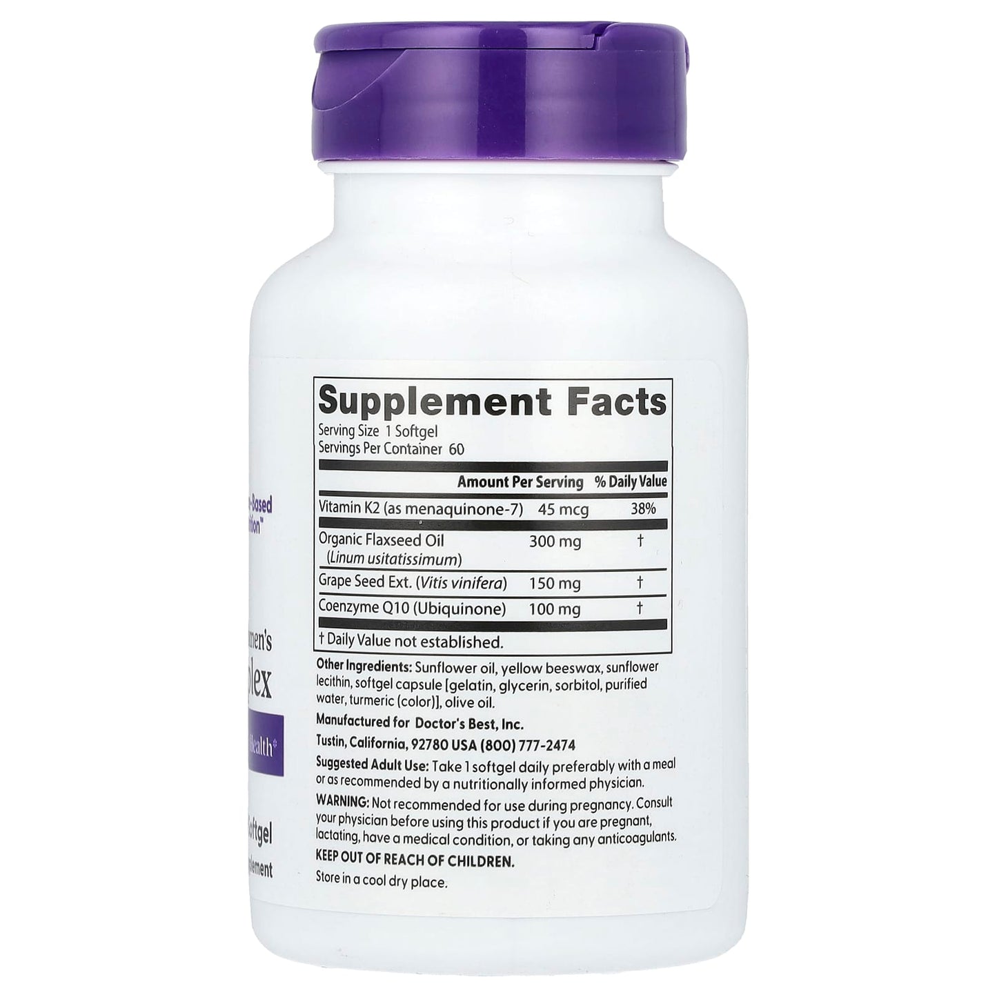 Women's Heart Health Supplement by Doctor's Best - 60 Softgels - Image 2