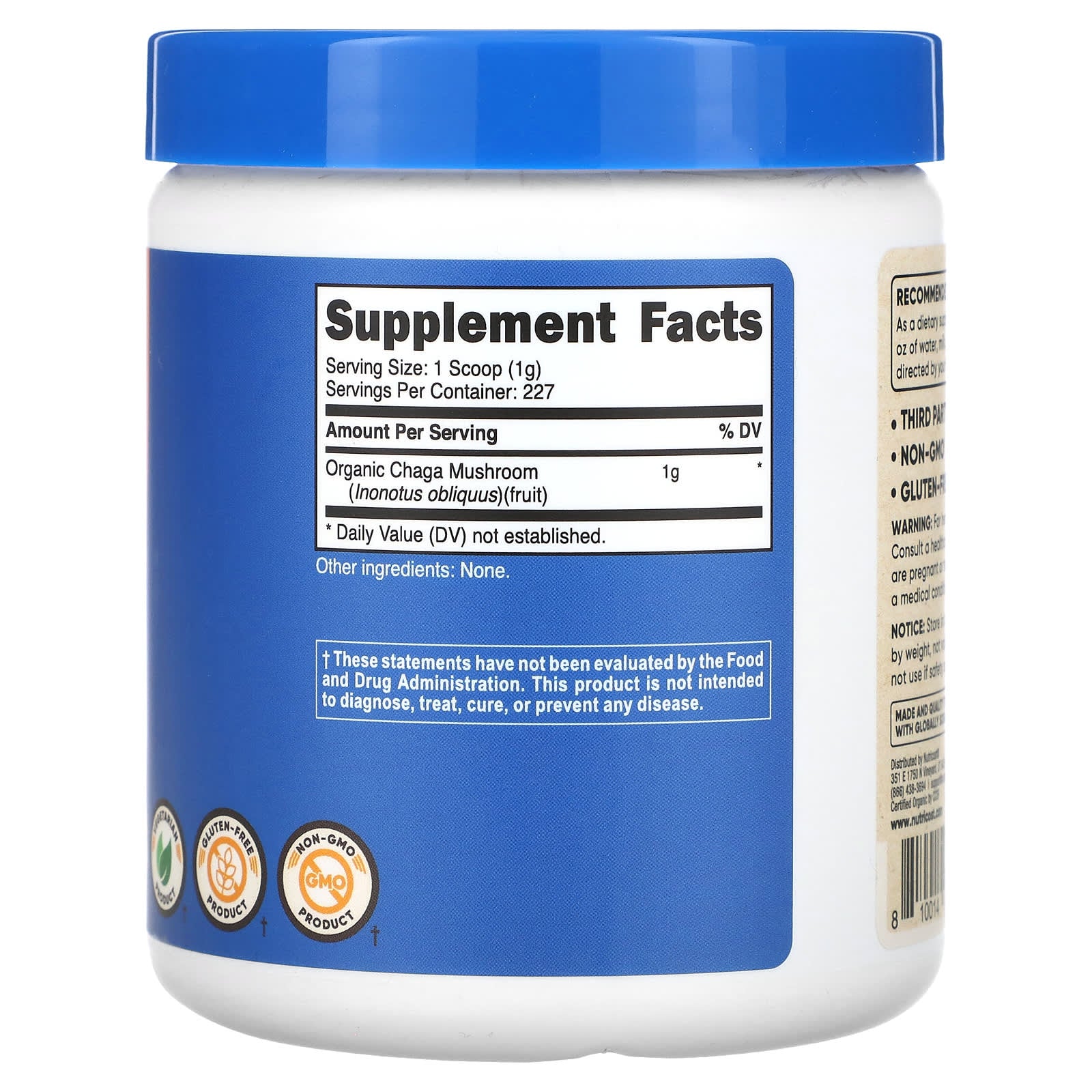 Nutricost, 100% Organic Chaga Mushroom, Unflavored, 8 oz (227 g) - Image 2