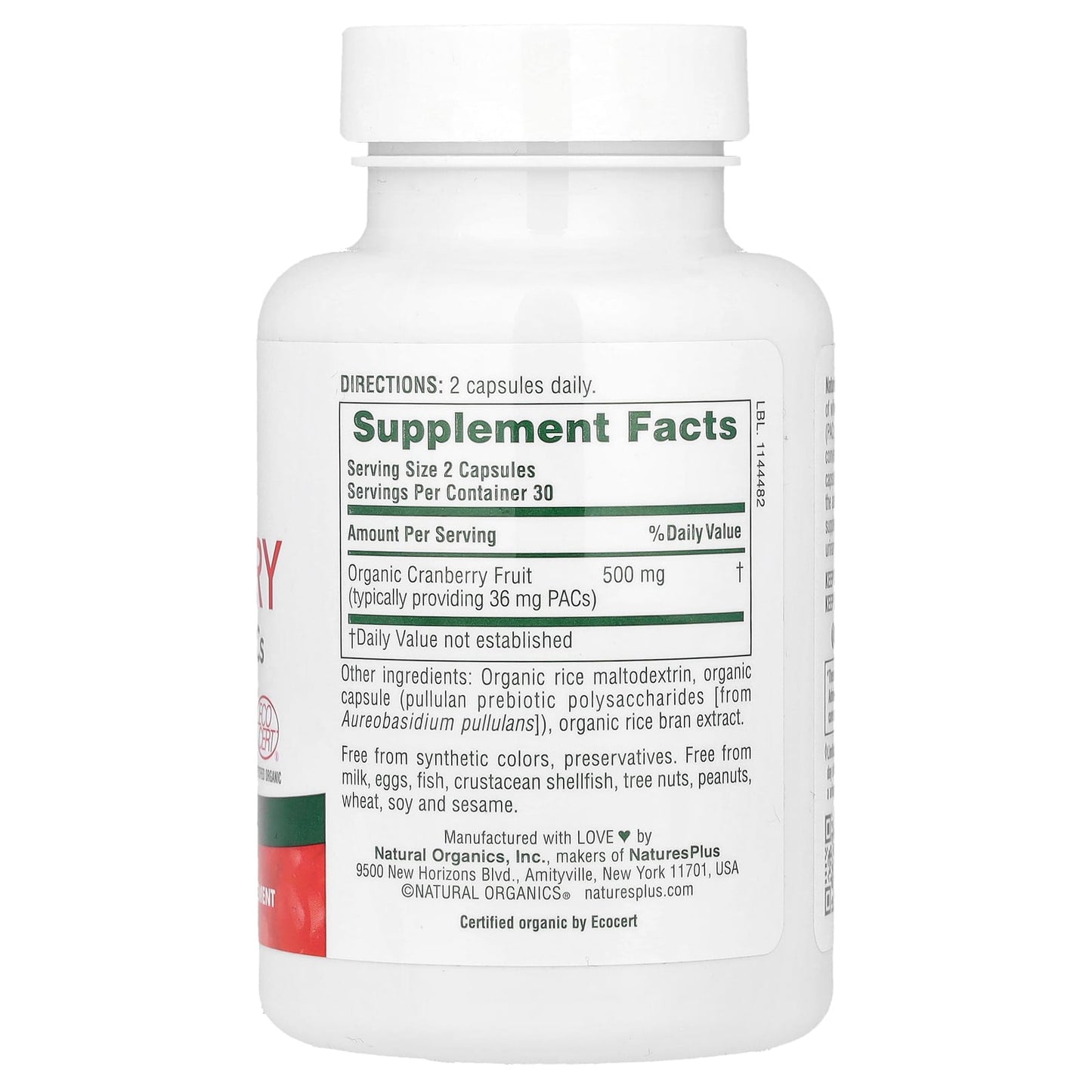 NaturesPlus, Organic Cranberry, 60 Capsules (250 mg per Capsule) - Image 2