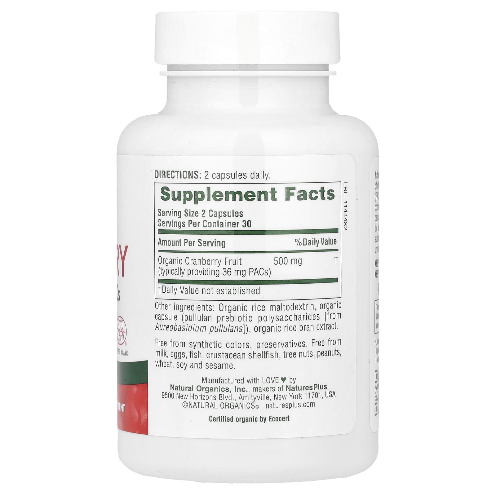 NaturesPlus, Organic Cranberry, 60 Capsules (250 mg per Capsule) - Image 2