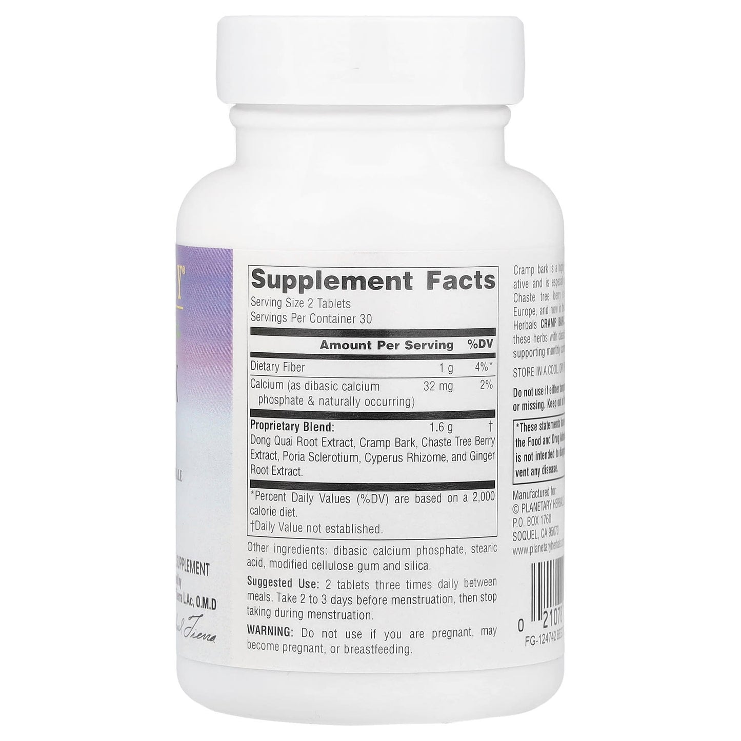 Planetary Herbals, Cramp Bark Comfort™, 60 Tablets (400 mg per Tablet) - Image 2