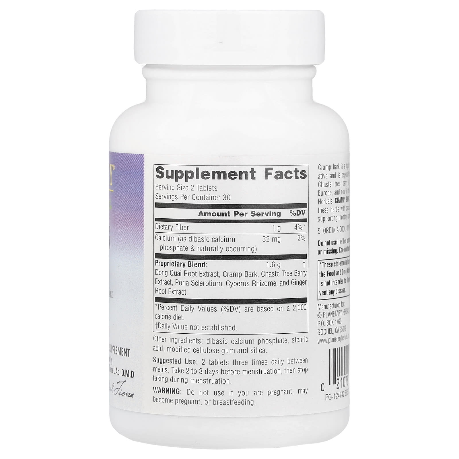 Planetary Herbals, Cramp Bark Comfort™, 60 Tablets (400 mg per Tablet) - Image 2