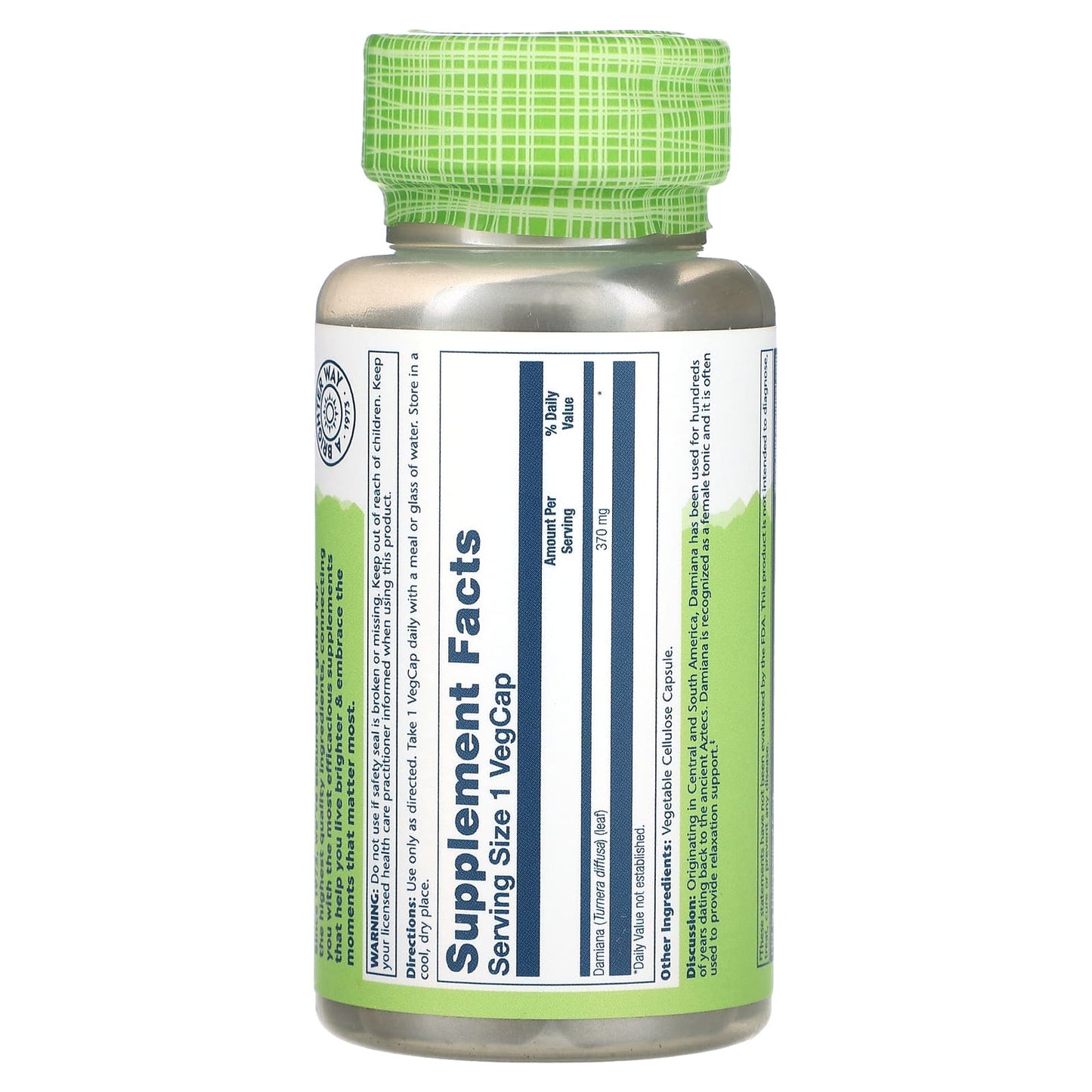 Solaray, True Herbs, Damiana, 370 mg , 100 VegCaps - Image 2