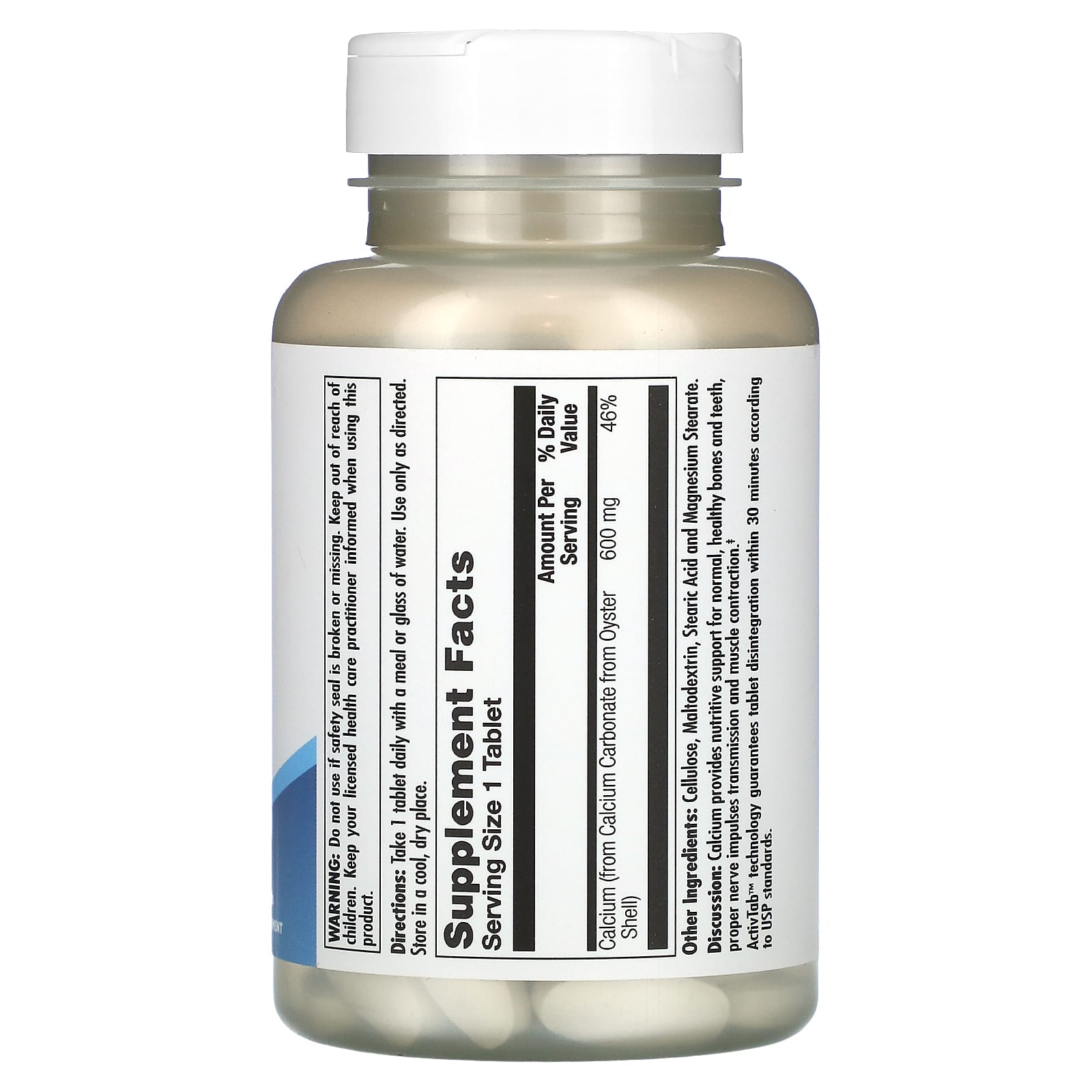 KAL Calcium Oyster Shell Supplement, 600mg, 100 Tablets for Strong Bones - Image 2