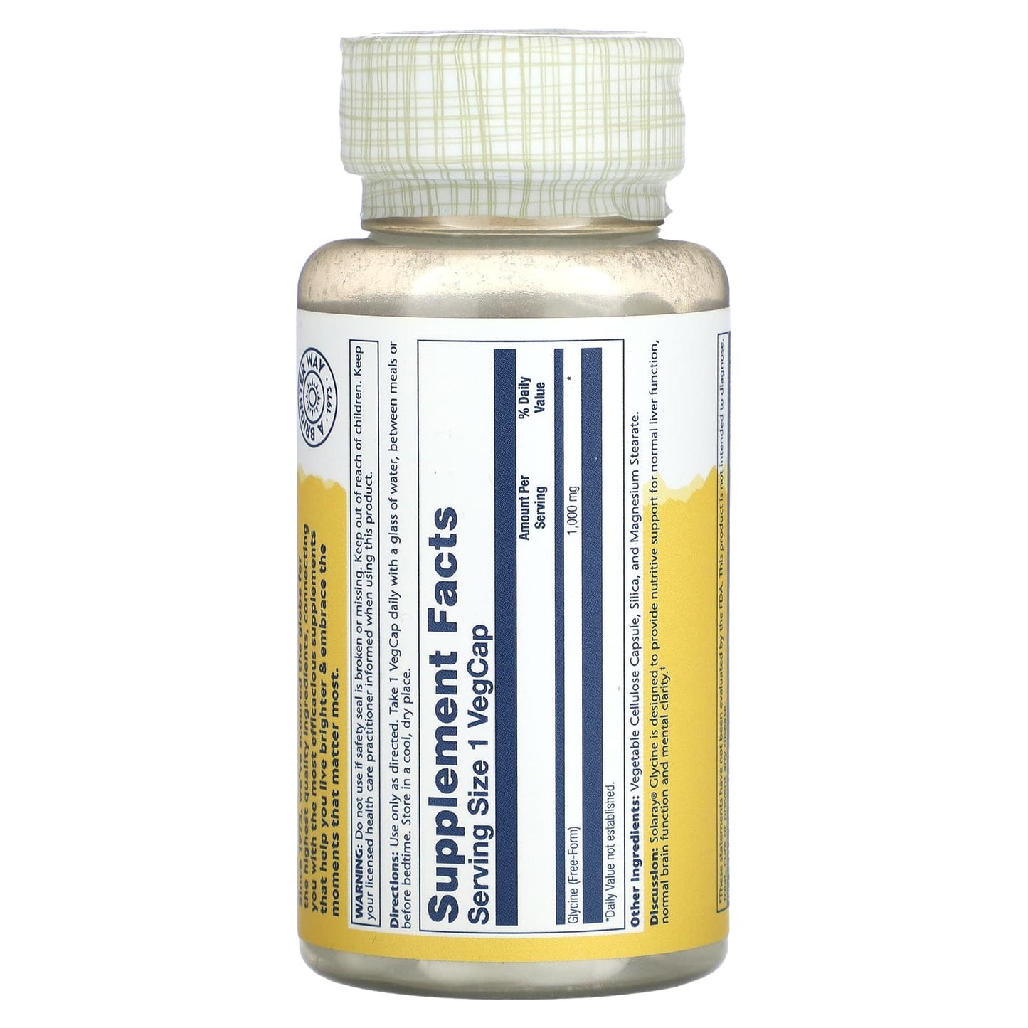 Solaray, Glycine , 1,000 mg , 60 VegCaps - Image 2
