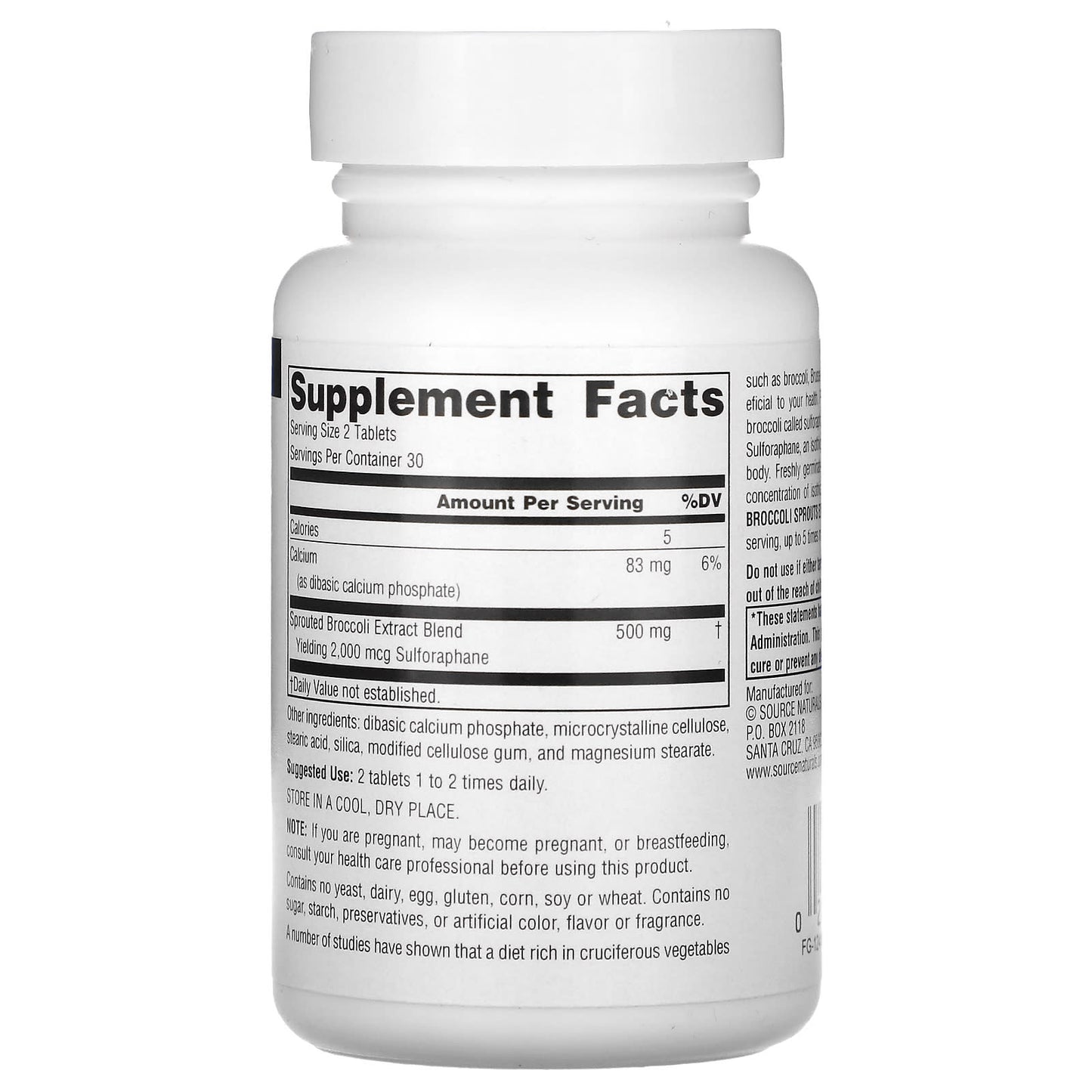 Source Naturals, Broccoli Sprouts Extract, 250 mg, 60 Tablets (125 mg per Tablet) - Image 2
