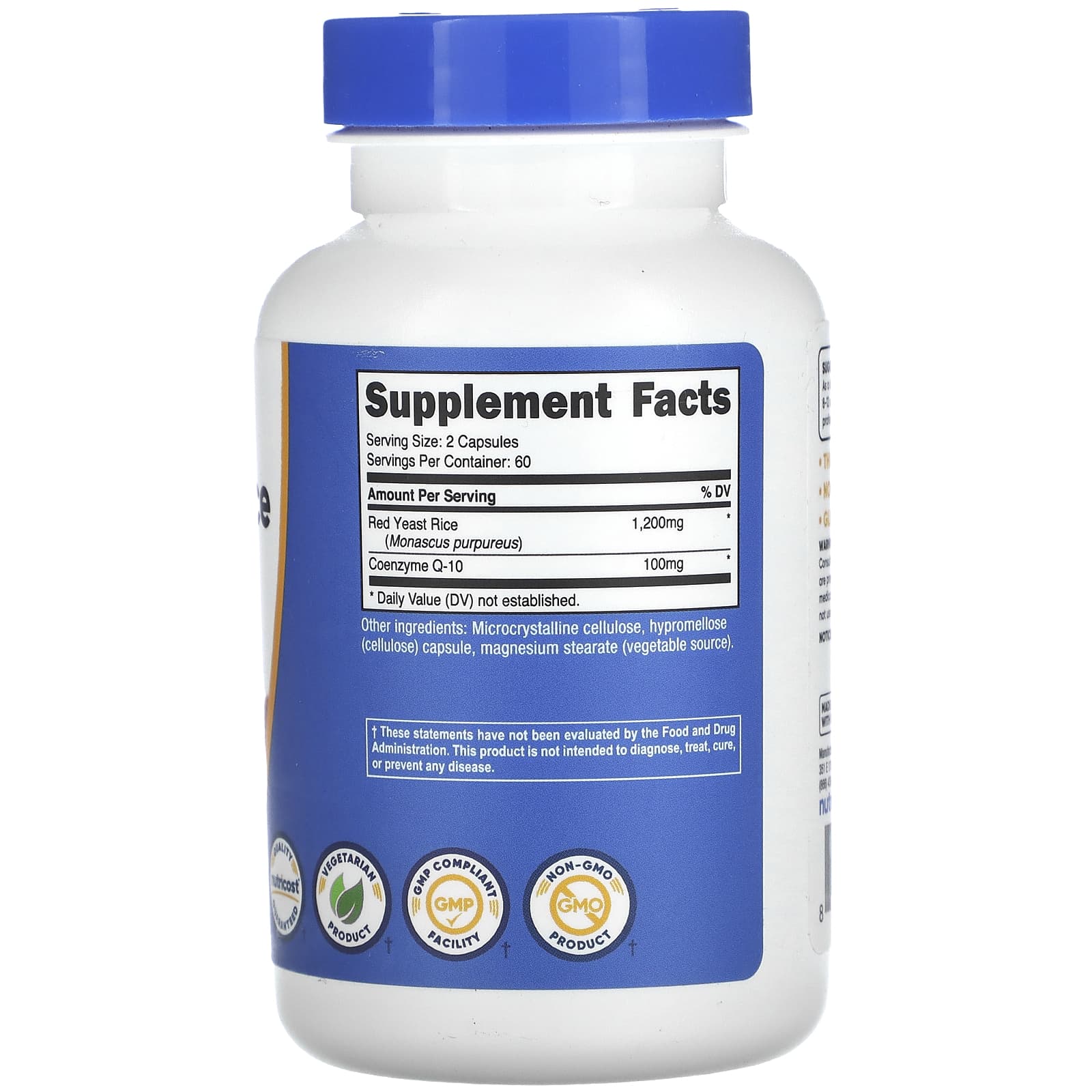 Nutricost, Red Yeast Rice With CoQ10, 1,300 mg, 120 Capsules (650 mg per Capsule)
