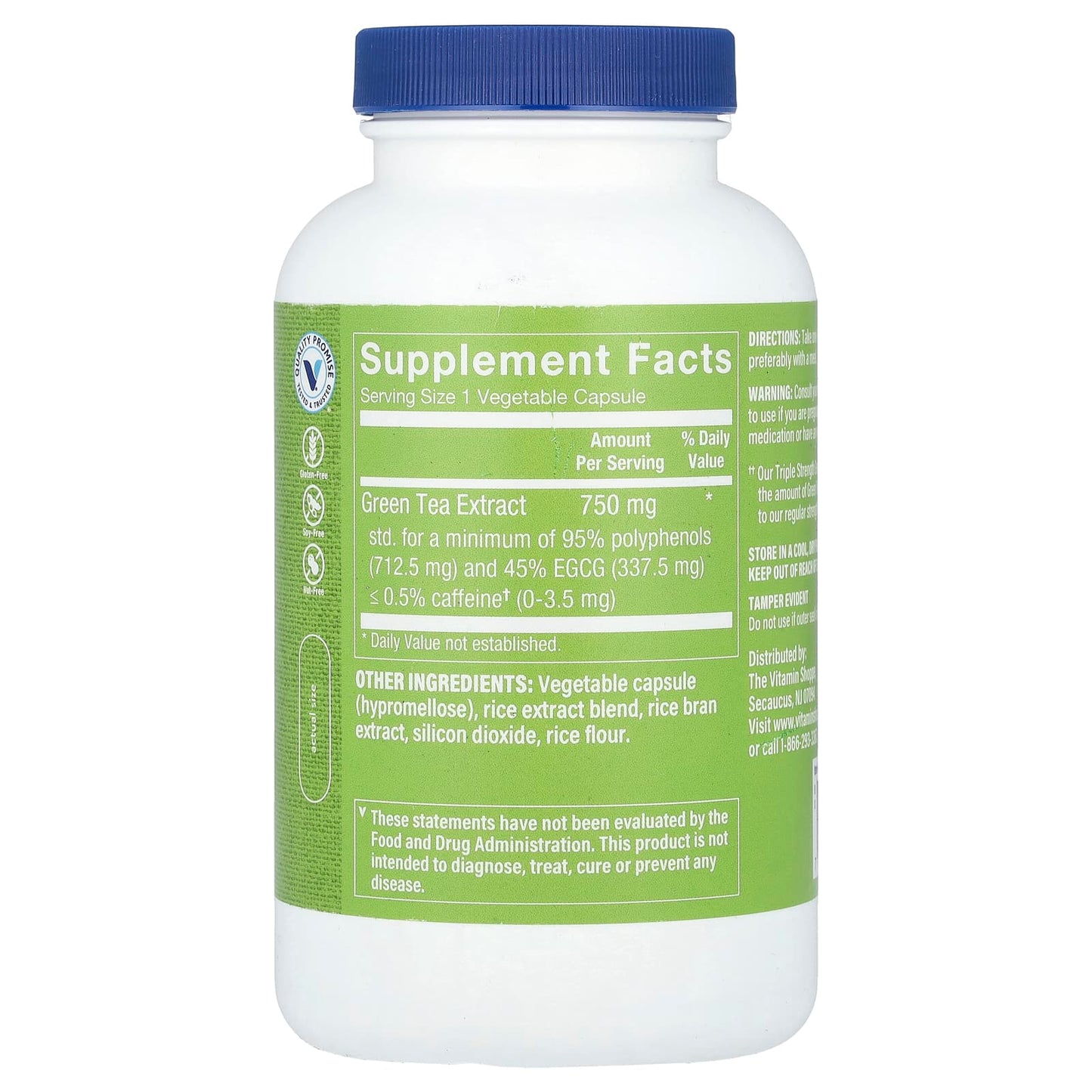 The Vitamin Shoppe, Green Tea Extract, Triple Strength, Decaffeinated, 200 Vegetable Capsules (750 mg per Capsule)