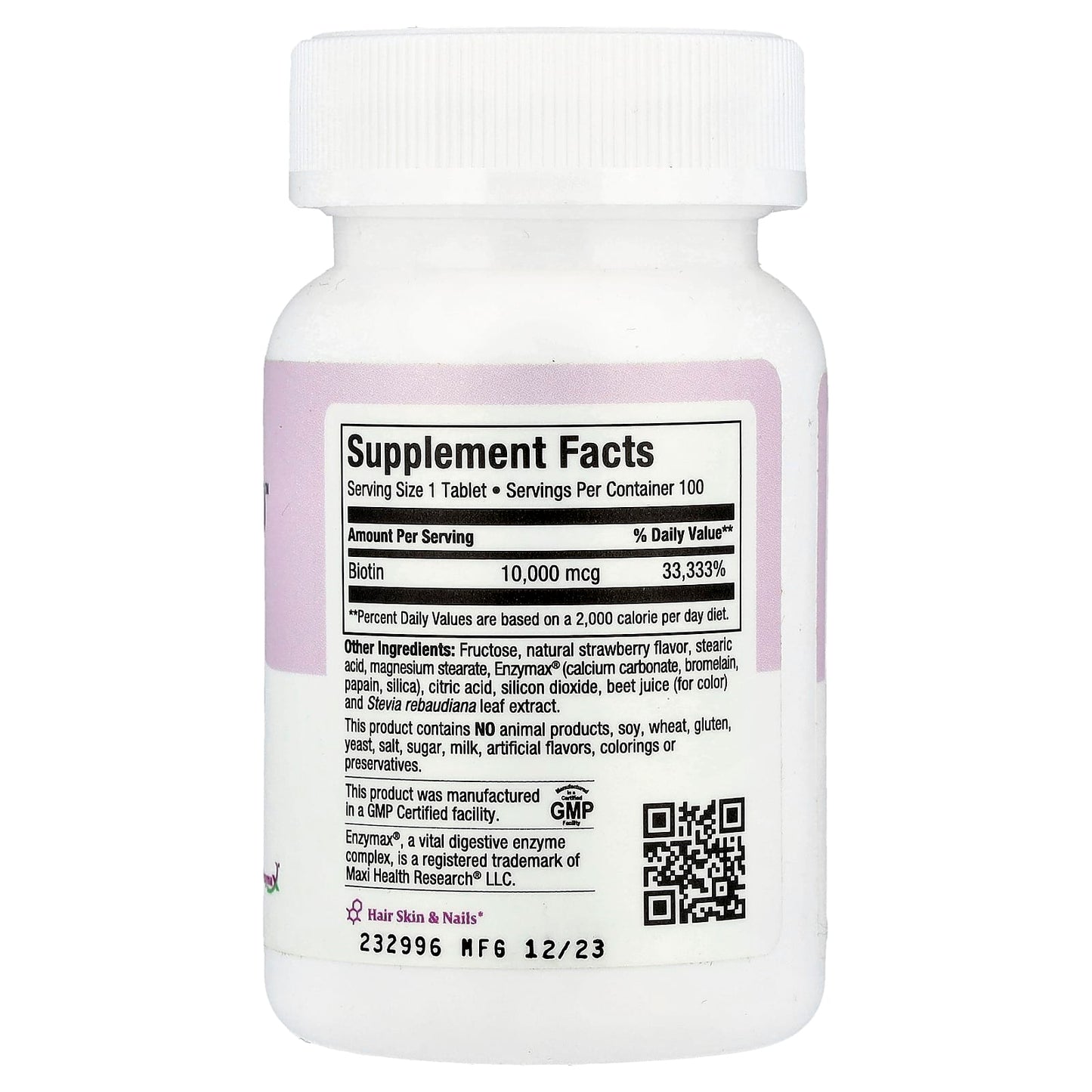 Maxi Health, Chewable Biotin 10,000™, Natural Strawberry, 10,000 mcg, 100 Chewies - Image 2