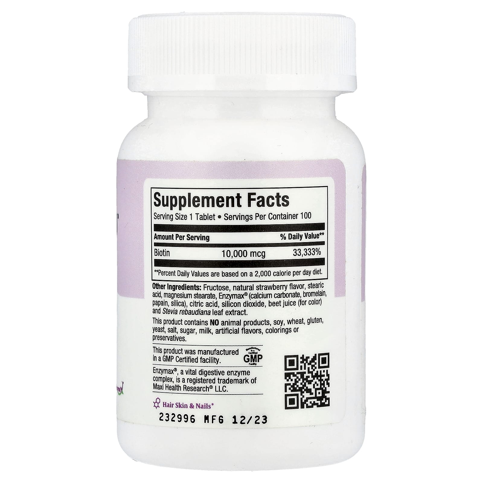 Maxi Health, Chewable Biotin 10,000™, Natural Strawberry, 10,000 mcg, 100 Chewies - Image 2