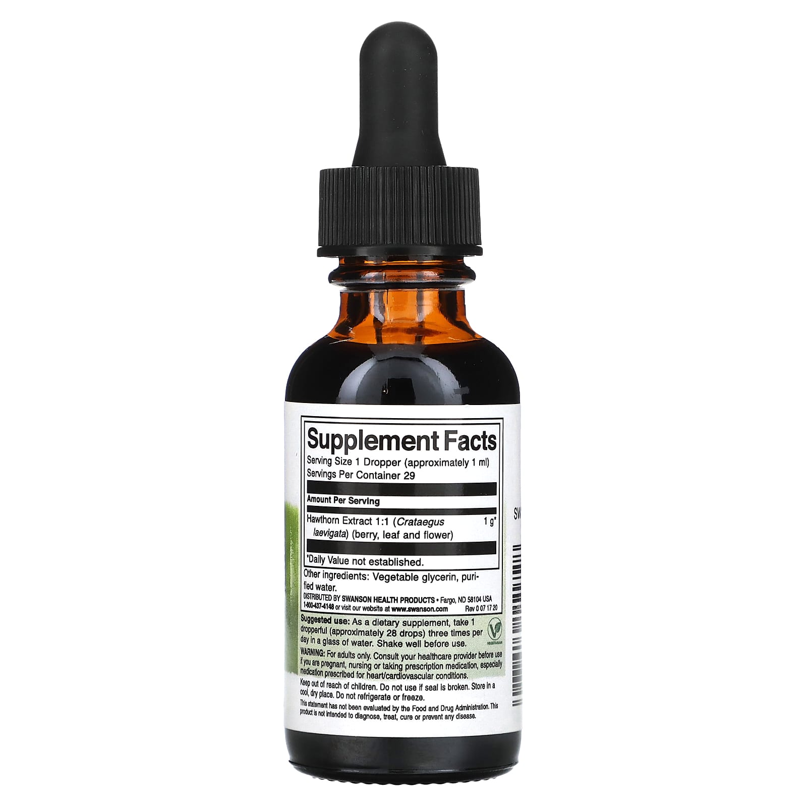 Swanson, Hawthorn Berry Liquid Extract, Alcohol & Sugar Free, 1 fl oz (29.6 ml) (1,000 mg per Serving) - Image 2
