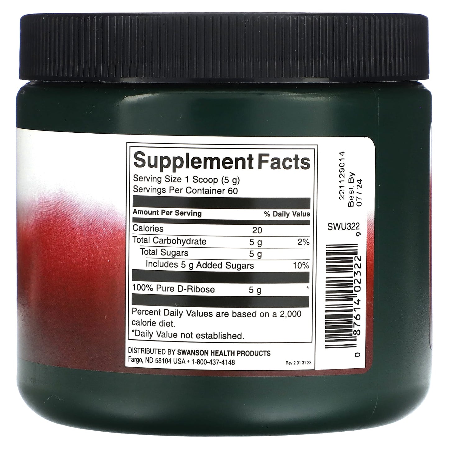 Swanson, D-Ribose Powder, 10.6 oz (300 g) - Image 2