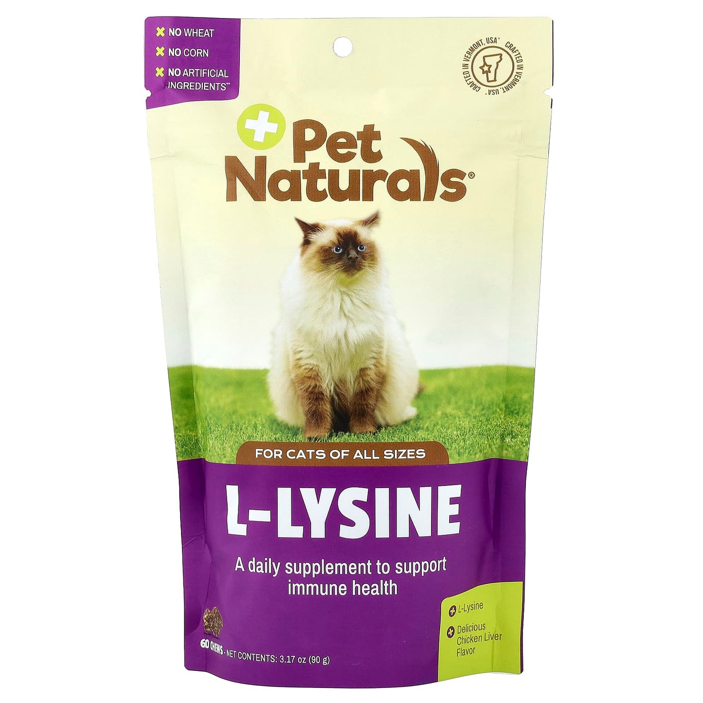Pet Naturals, L-Lysine, For Cats, All Sizes, Chicken Liver, 60 Chews, 3.17 oz (90 g) - Image 1