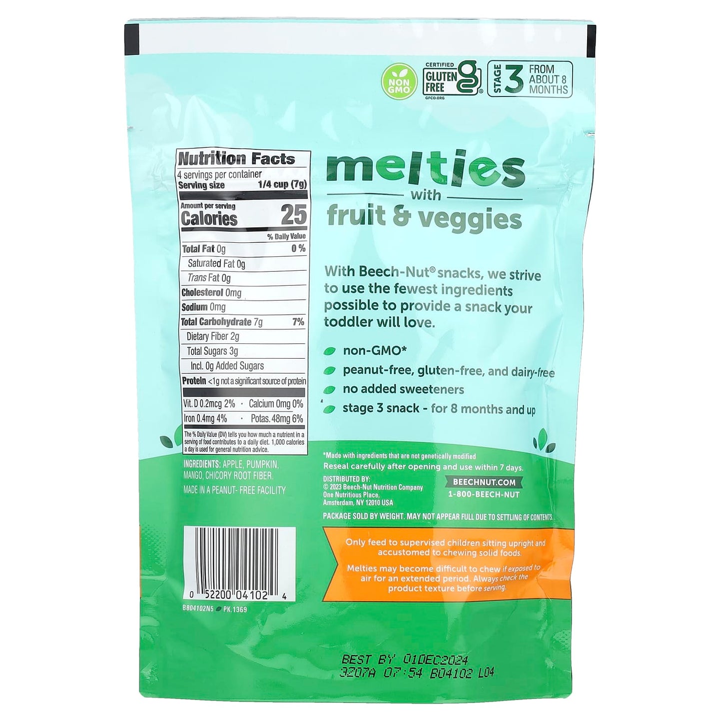 Beech-Nut Apple & Pumpkin Melties for 8+ Months, 1 oz, No Added Sweeteners - Image 2
