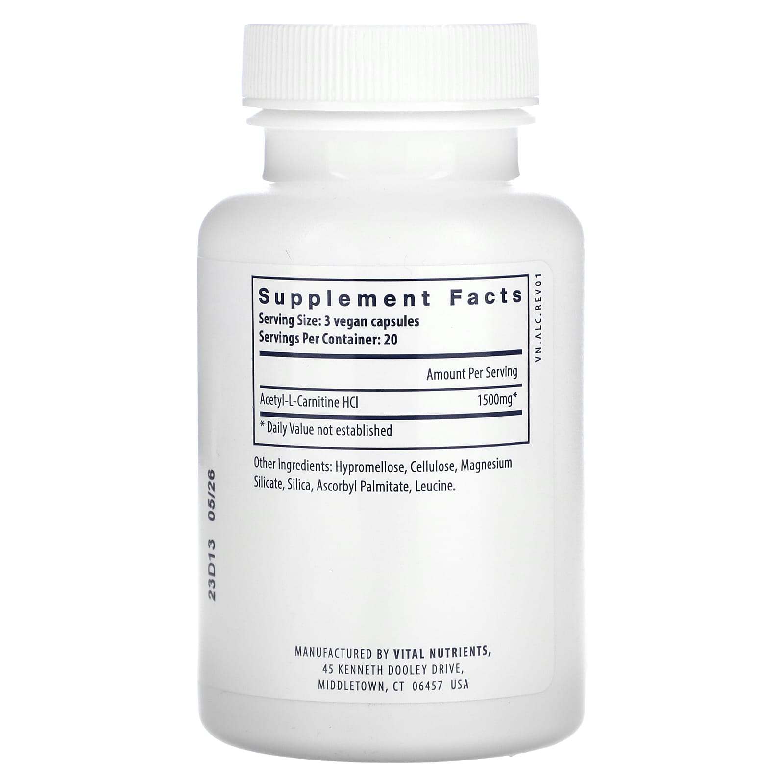 Vital Nutrients, Acetyl L-Carnitine, 500 mg, 60 Vegan Capsules - Image 2