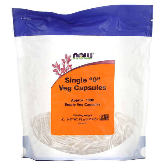 NOW Foods, Single "0" Veg Capsules, 1000 Empty Veg Capsules - Image 1
