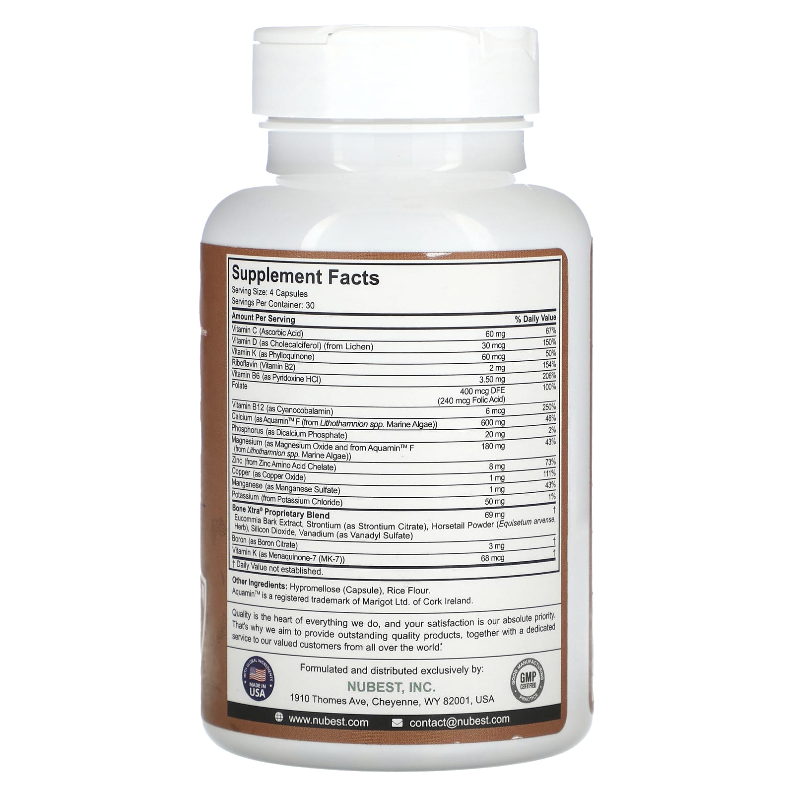 NuBest, Bone Xtra, Plant Calcium, D3 + K2, 120 Vegetarian Capsules - Image 2