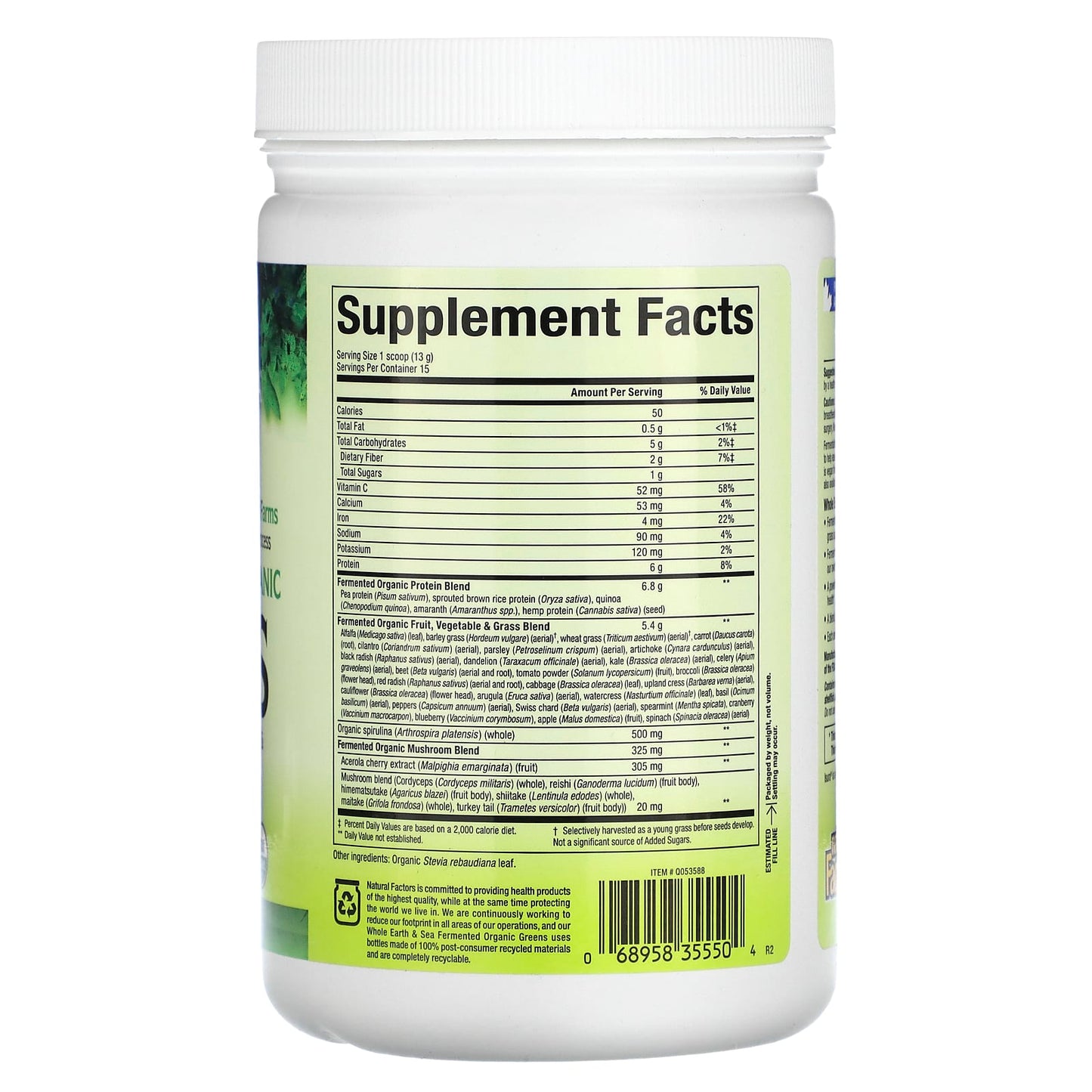 Natural Factors, Whole Earth & Sea, Greens, Unflavored, 6.9 oz (195 g) - Image 2