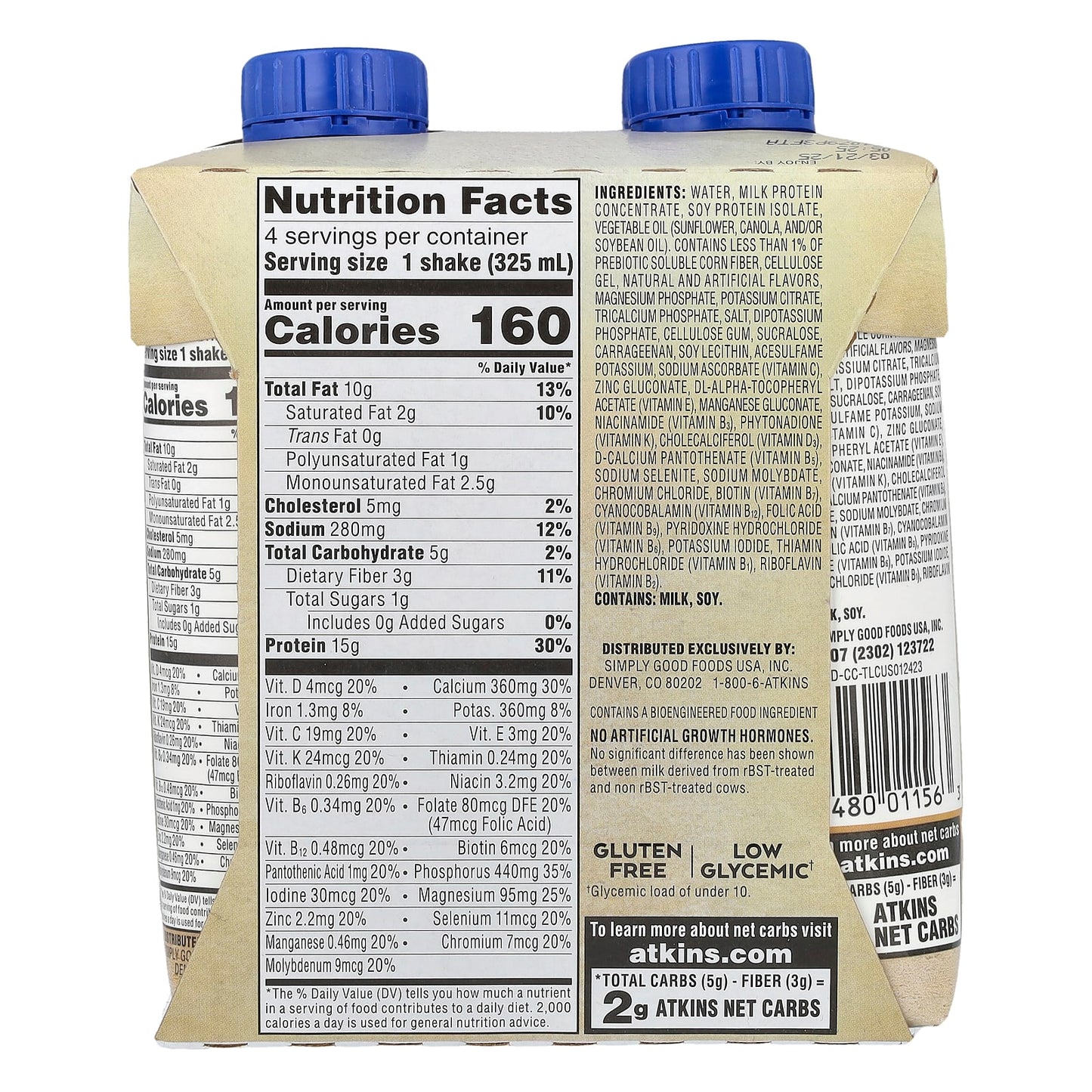Atkins Creamy Caramel Protein Shake, 4 Pack, 11 fl oz Each - Image 2