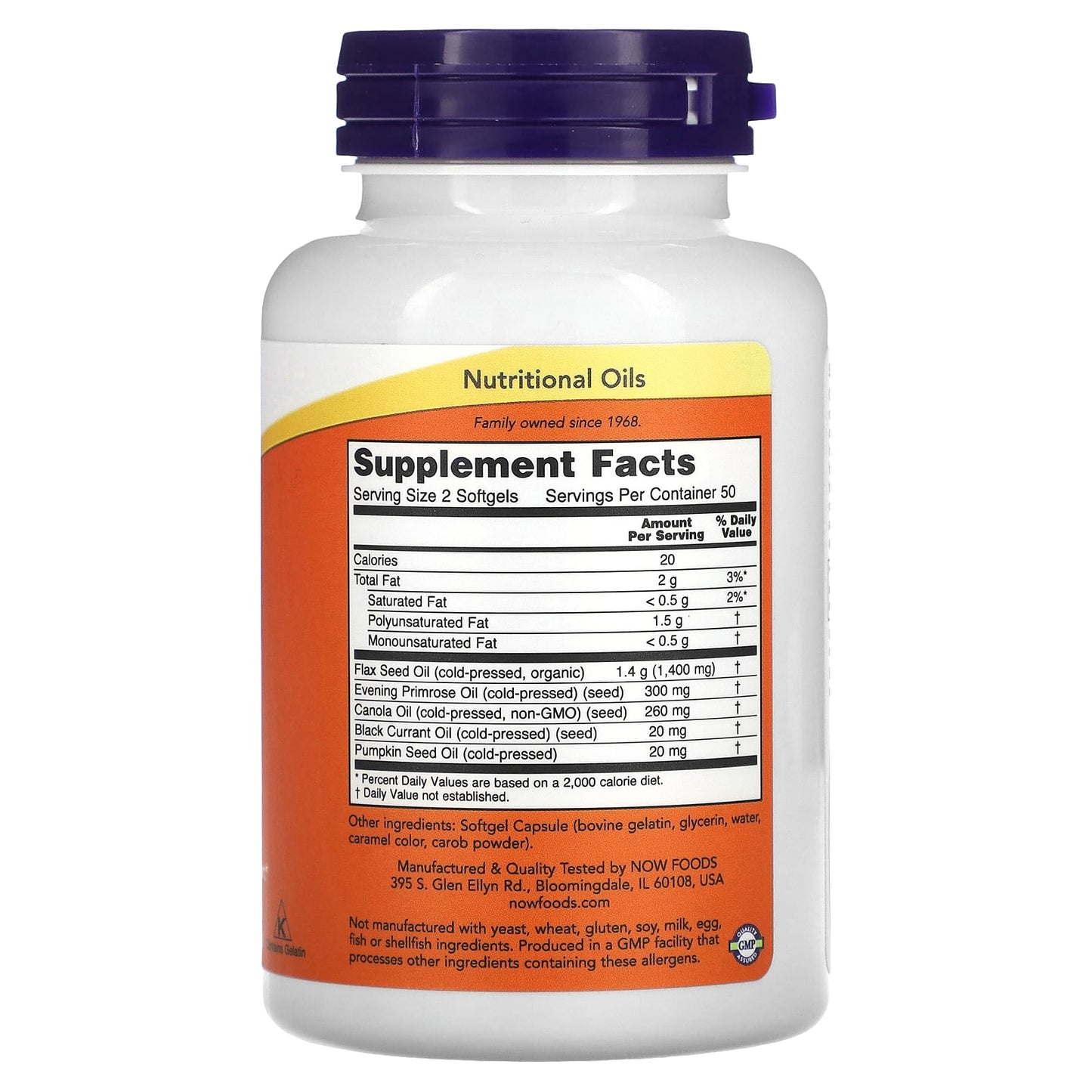 NOW Foods, Omega 3-6-9, 1,000 mg, 100 Softgel - Image 2