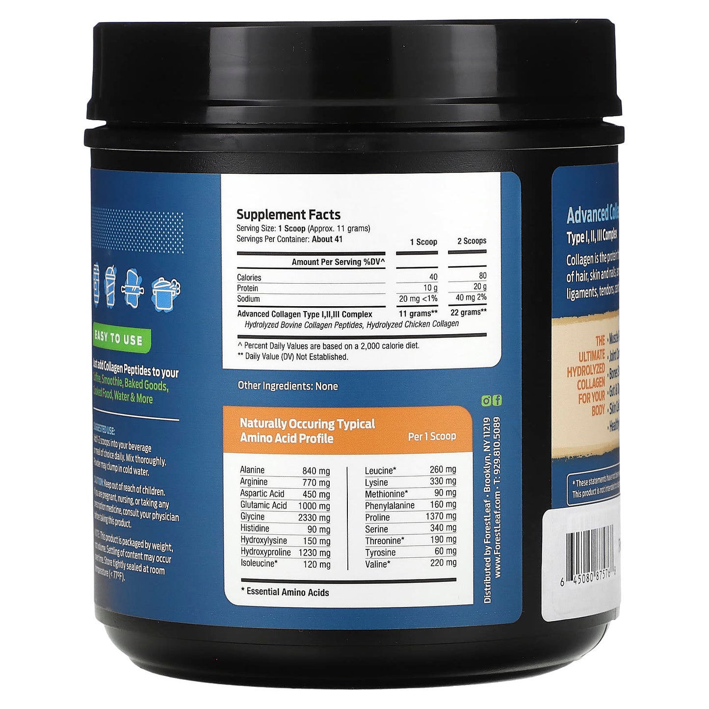 Boost Collagen with Forest Leaf - 16 oz Unflavored Collagen Peptides Powder - Image 2