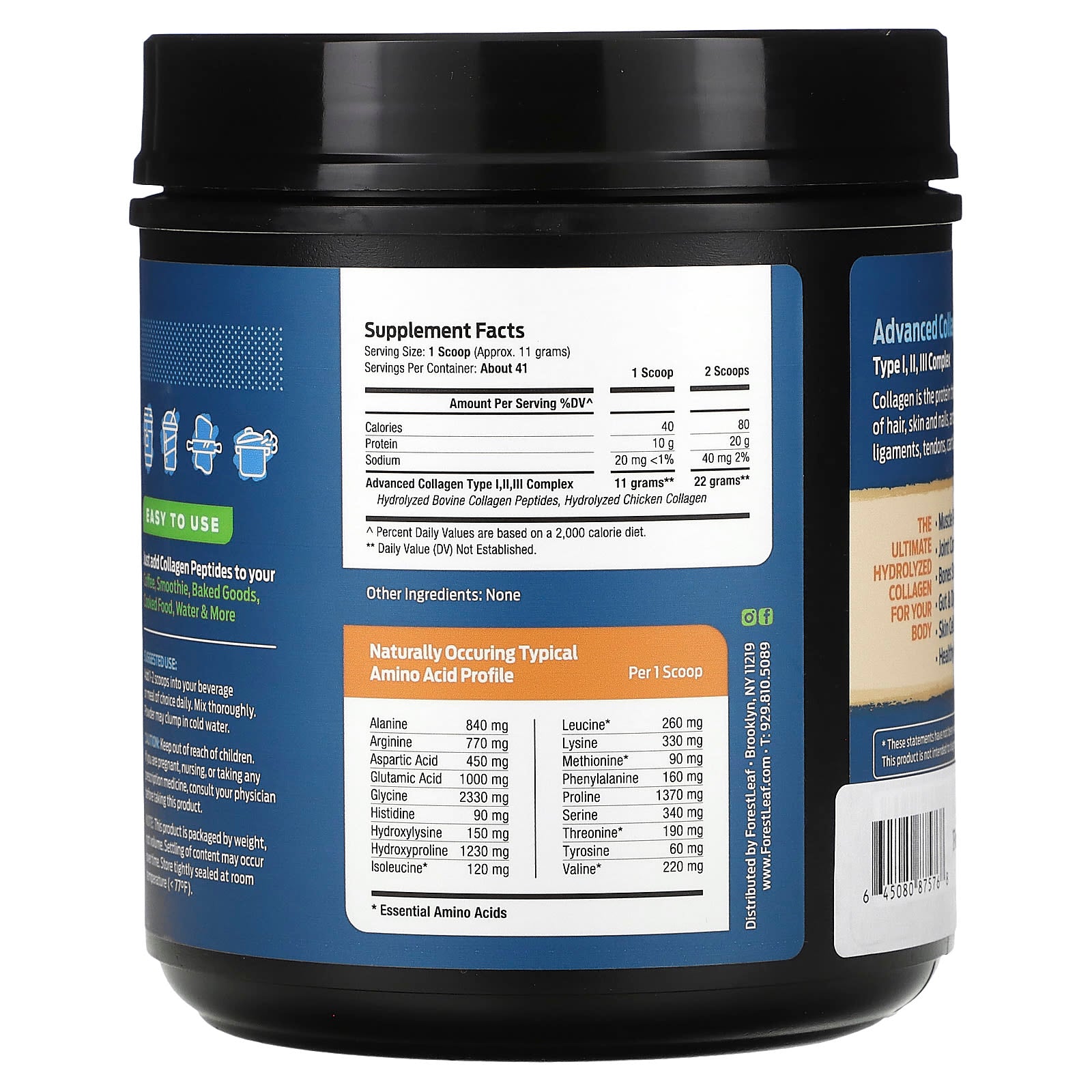 Boost Collagen with Forest Leaf - 16 oz Unflavored Collagen Peptides Powder - Image 2