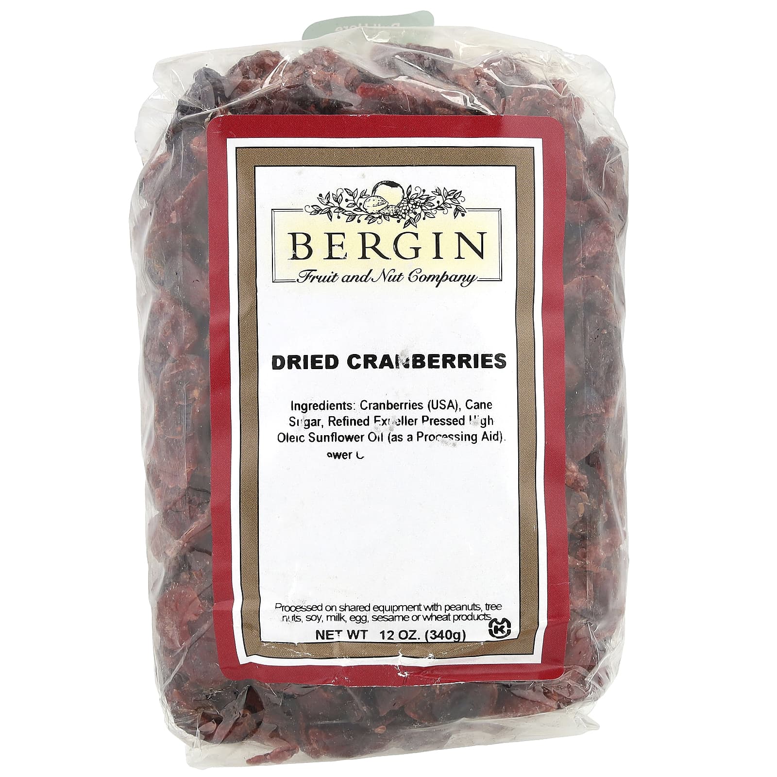 Bergin Dried Cranberries, Kosher, 12 oz (340g) for Healthy Snacking - Image 1