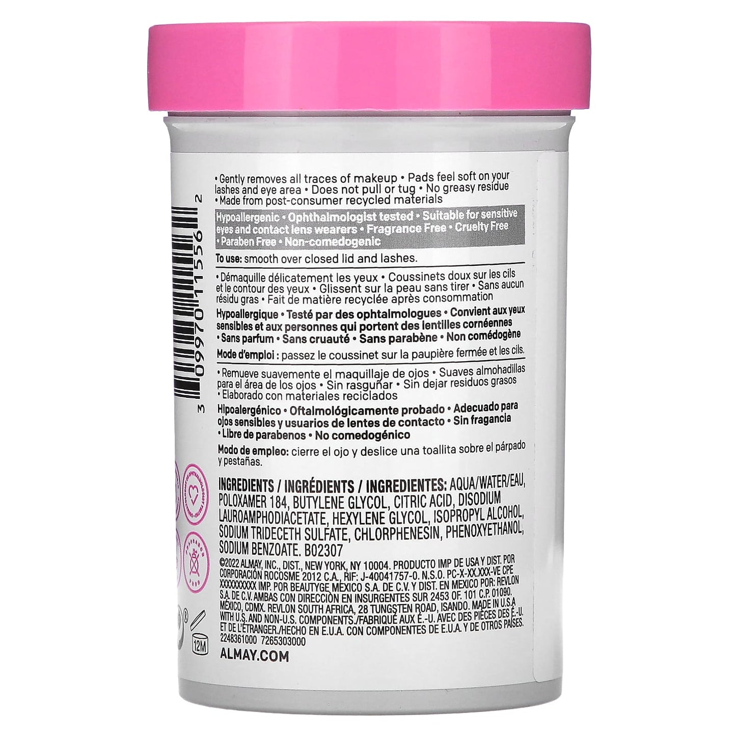 Almay Eye Makeup Remover Pads, Oil Free Micellar, 120 Pads, Sensitive Eyes - Image 2