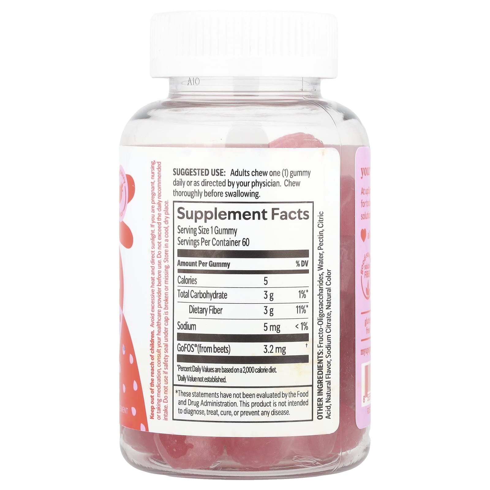 UpSpring, Fiber Gummies, Strawberry, 60 Vegan Gummies - Image 2