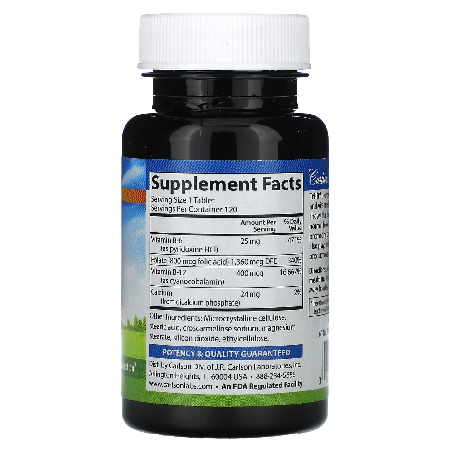 Carlson Tri-B with B-6, B-12 & Folic Acid - Energy & Cardiovascular Health - Image 2