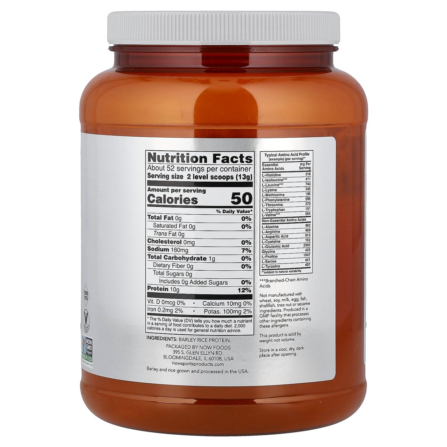 NOW Foods, Sports, Barley Rice Protein Powder, Unflavored, 1.5 lbs (680 g) - Image 2