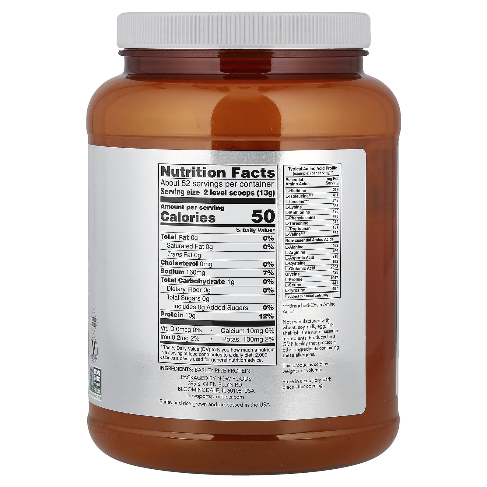 NOW Foods, Sports, Barley Rice Protein Powder, Unflavored, 1.5 lbs (680 g) - Image 2